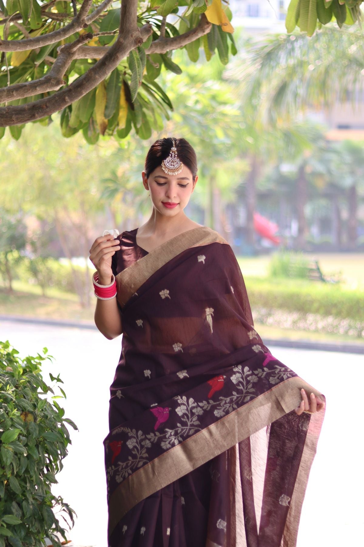 Buy MySilkLove Penny Brown Cotton Silk Saree Online