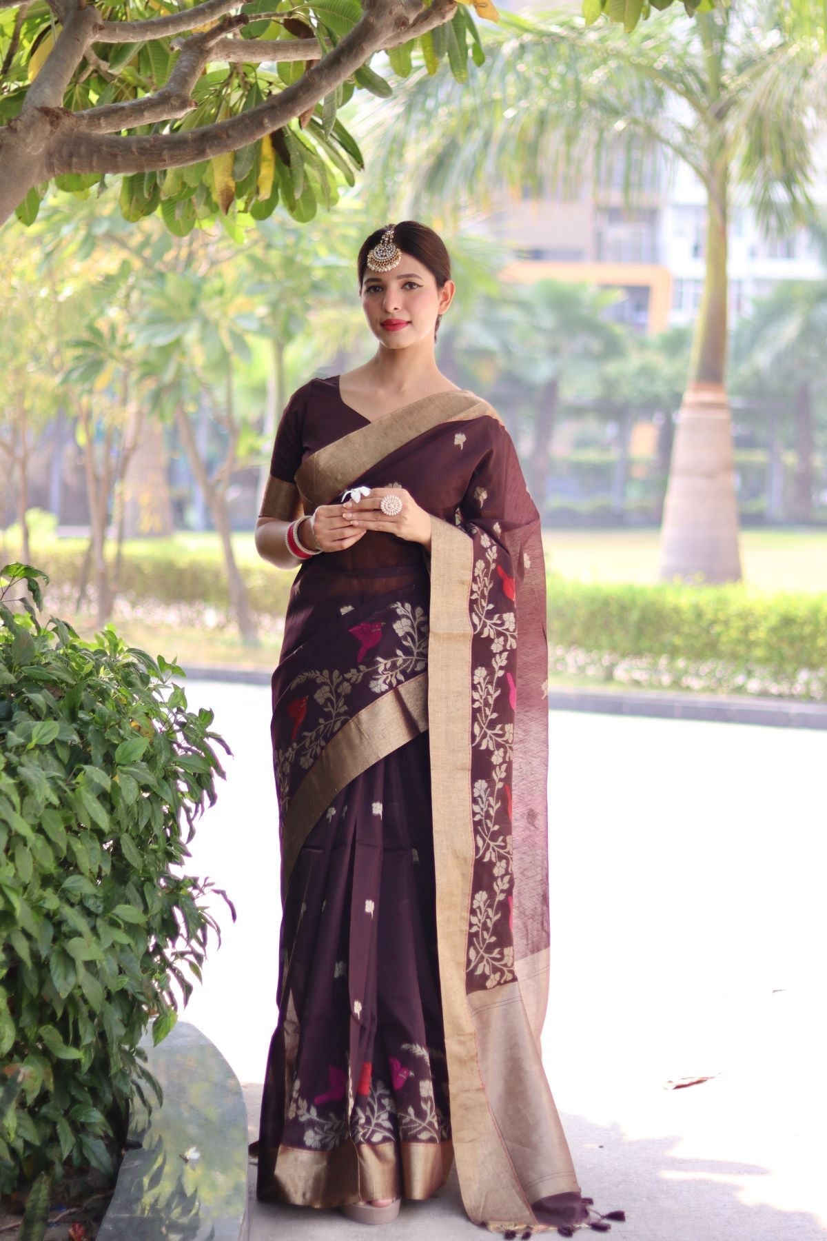 Buy MySilkLove Penny Brown Cotton Silk Saree Online