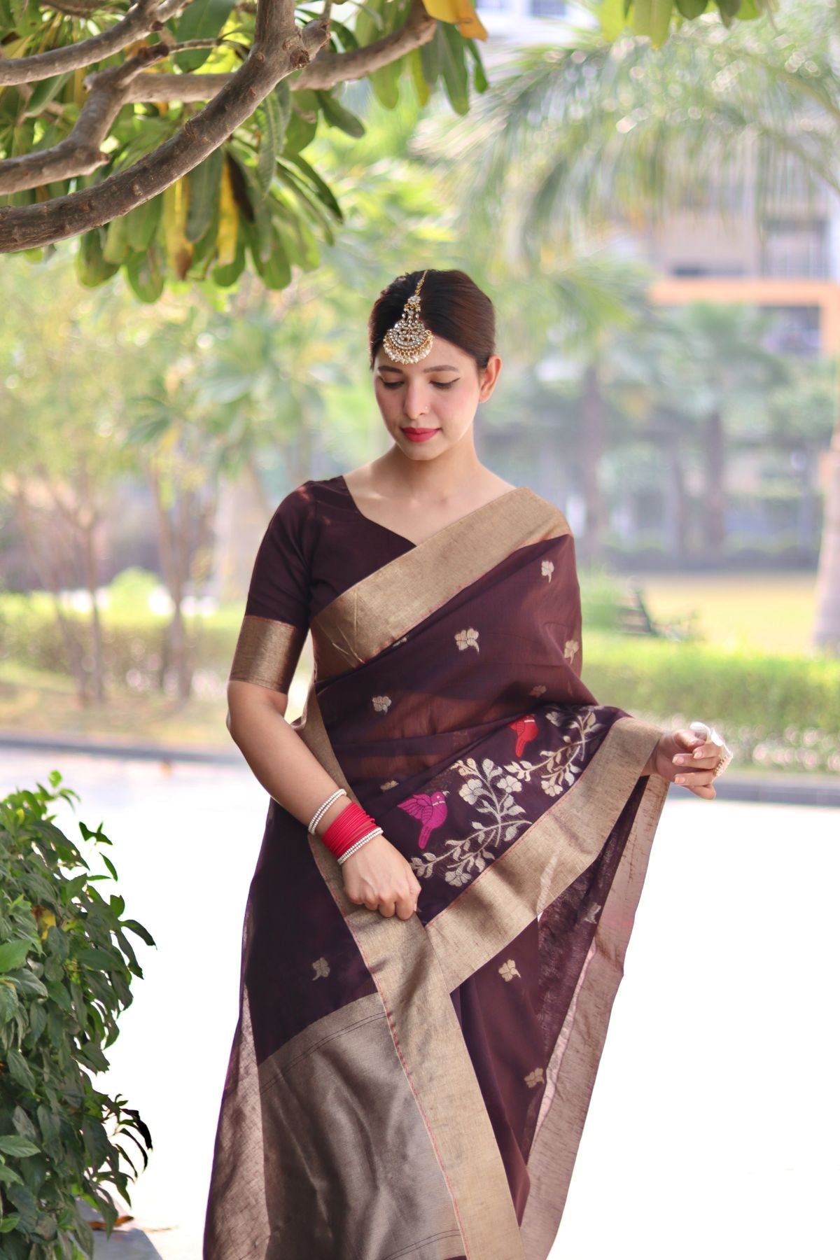 Buy MySilkLove Penny Brown Cotton Silk Saree Online