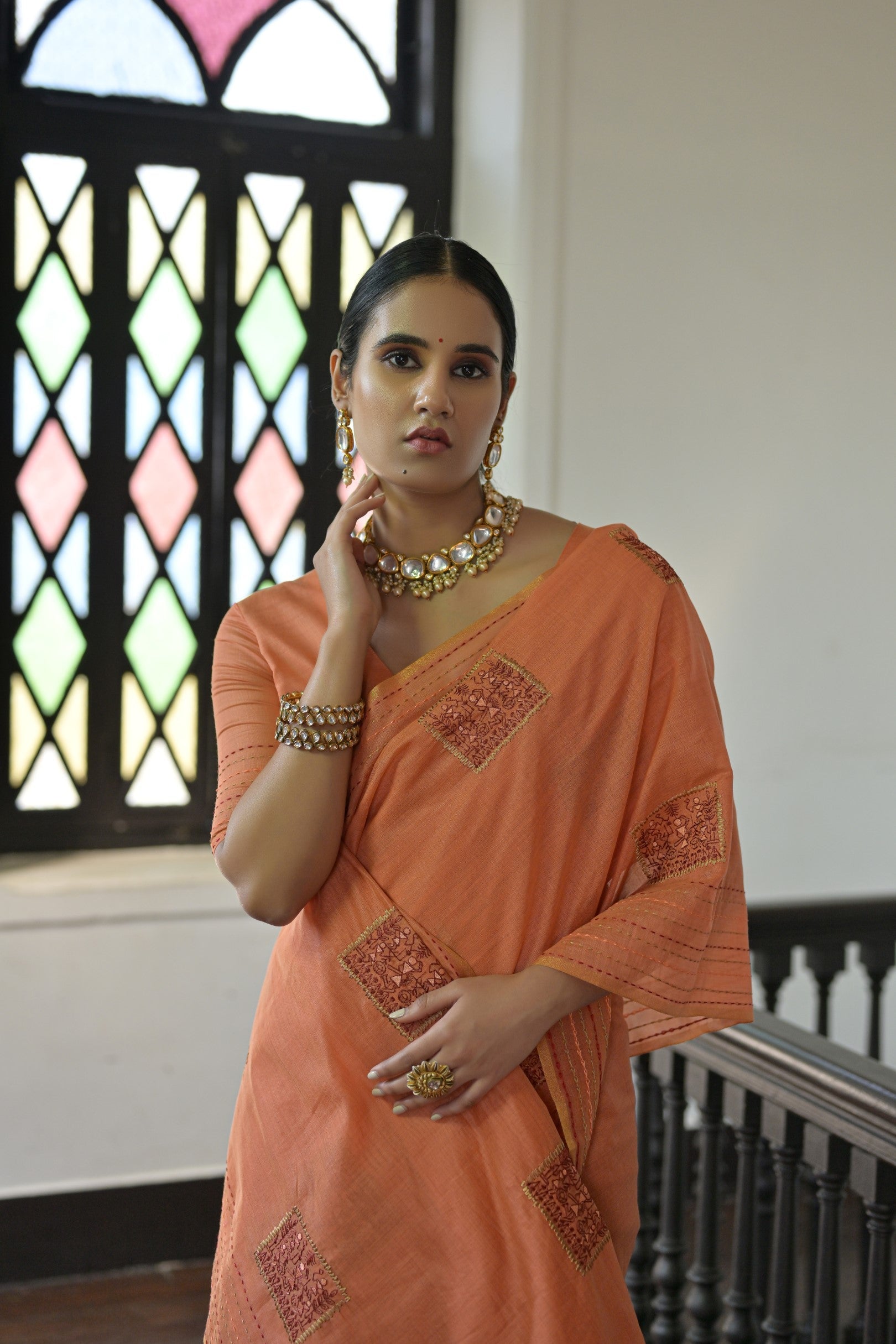 Buy MySilkLove Georgia Peach Linen Soft Silk Saree Online