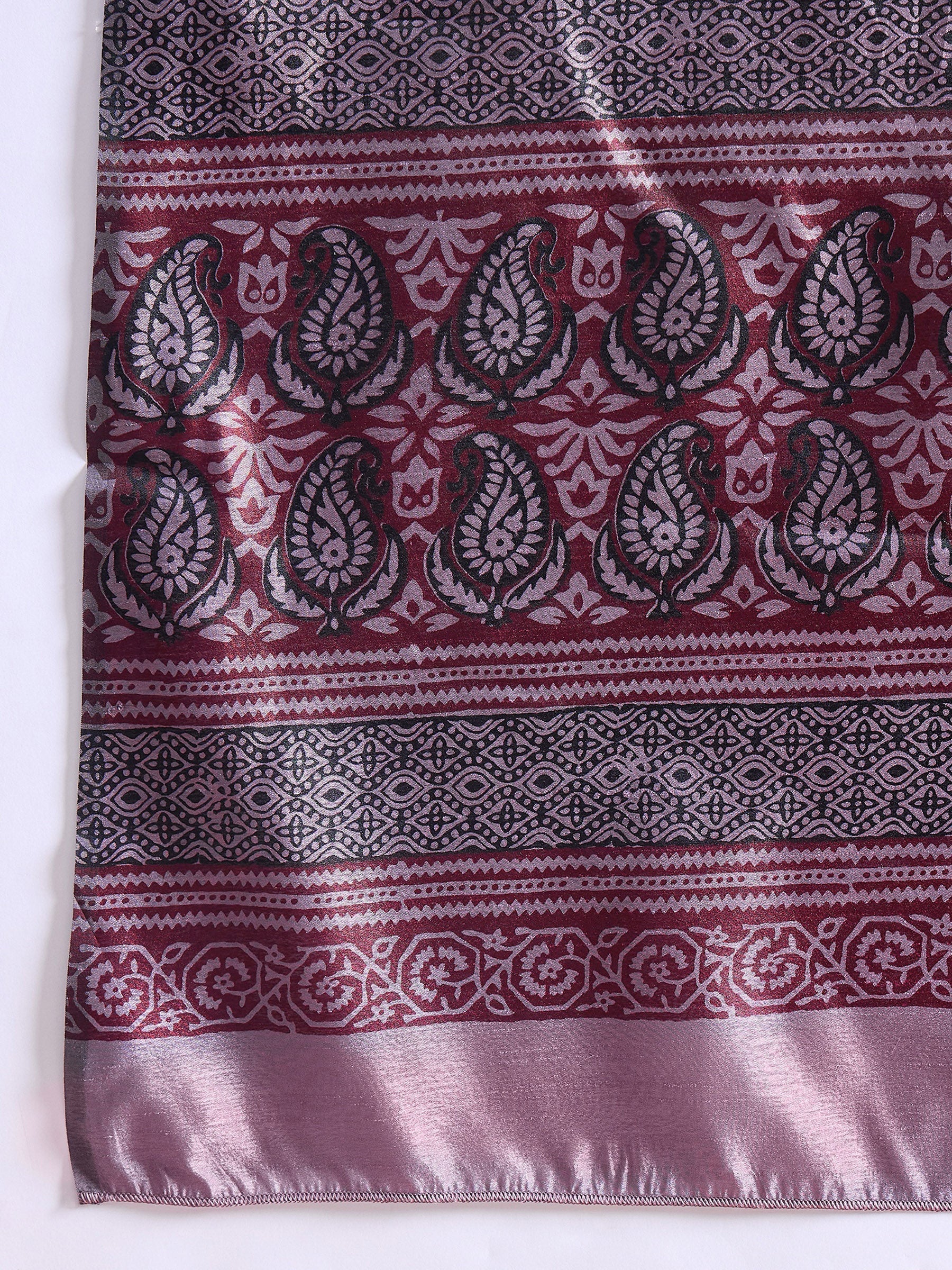 Buy MySilkLove Eggplant Purple Printed Dola Silk Saree Online