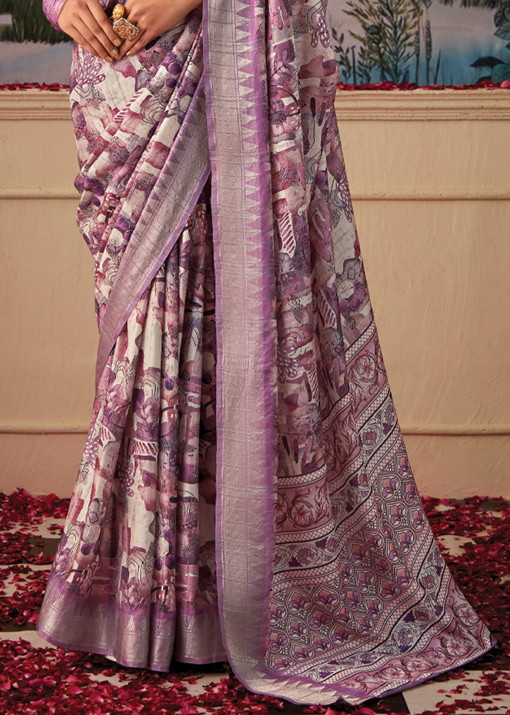 Buy MySilkLove Rose Dust Purple Woven Banarasi Tussar Silk Saree Online