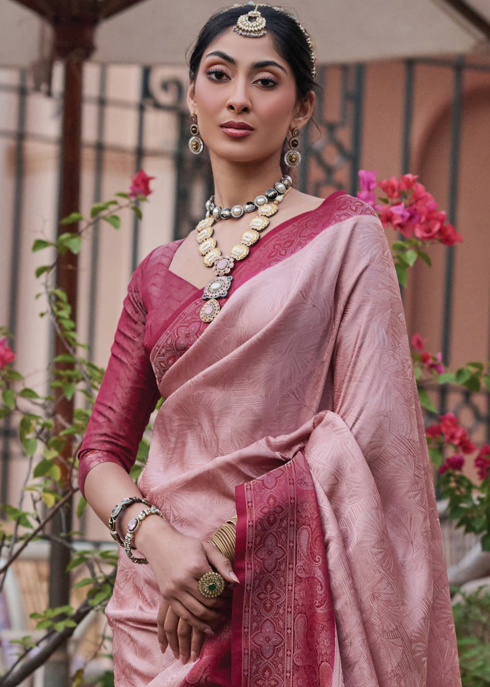 Buy MySilkLove Petite Orchid Pink Designer Satin Silk Saree Online