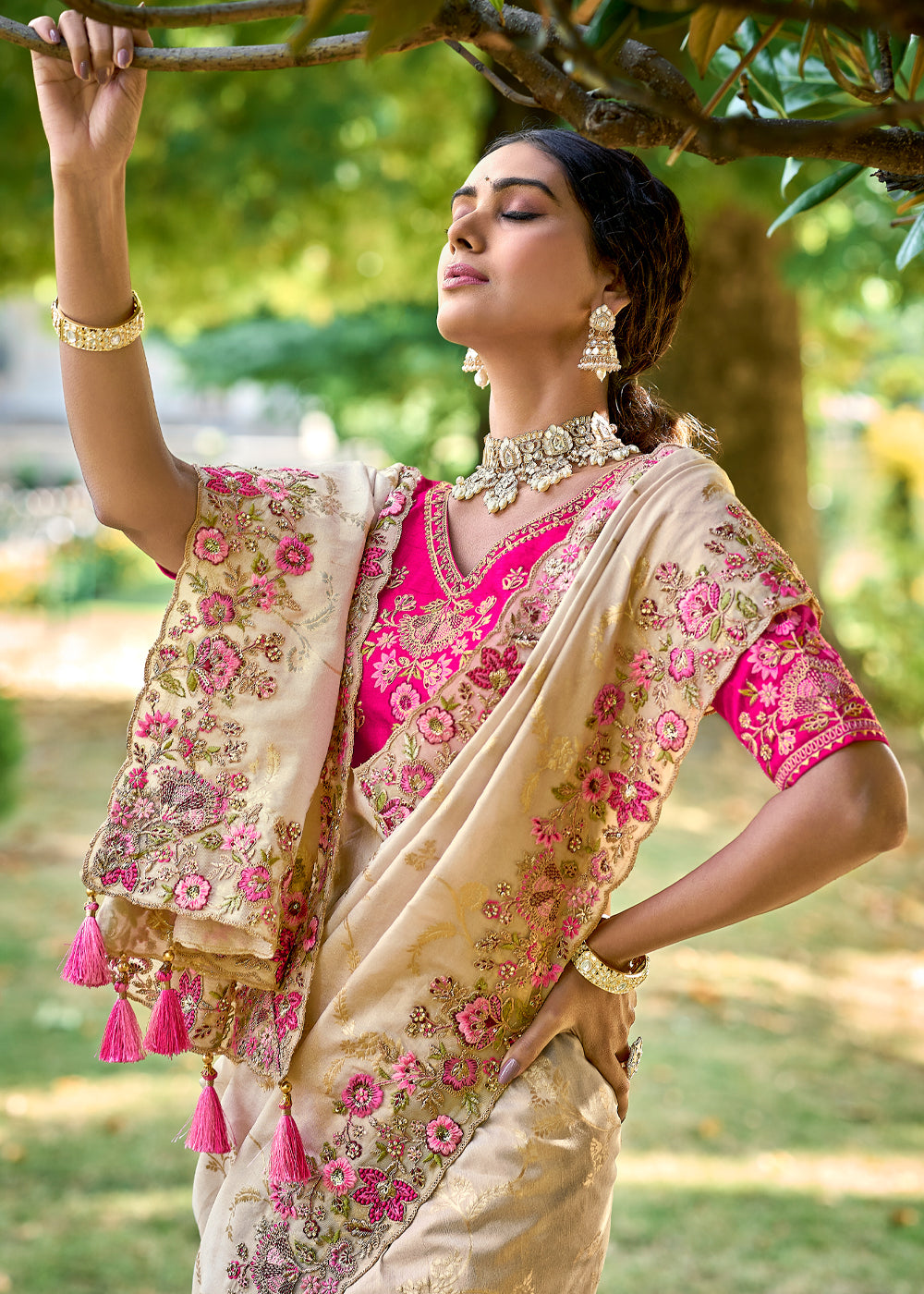 Buy MySilkLove Vermeil Golden Woven Designer Banarasi Embroidered Silk Saree Online