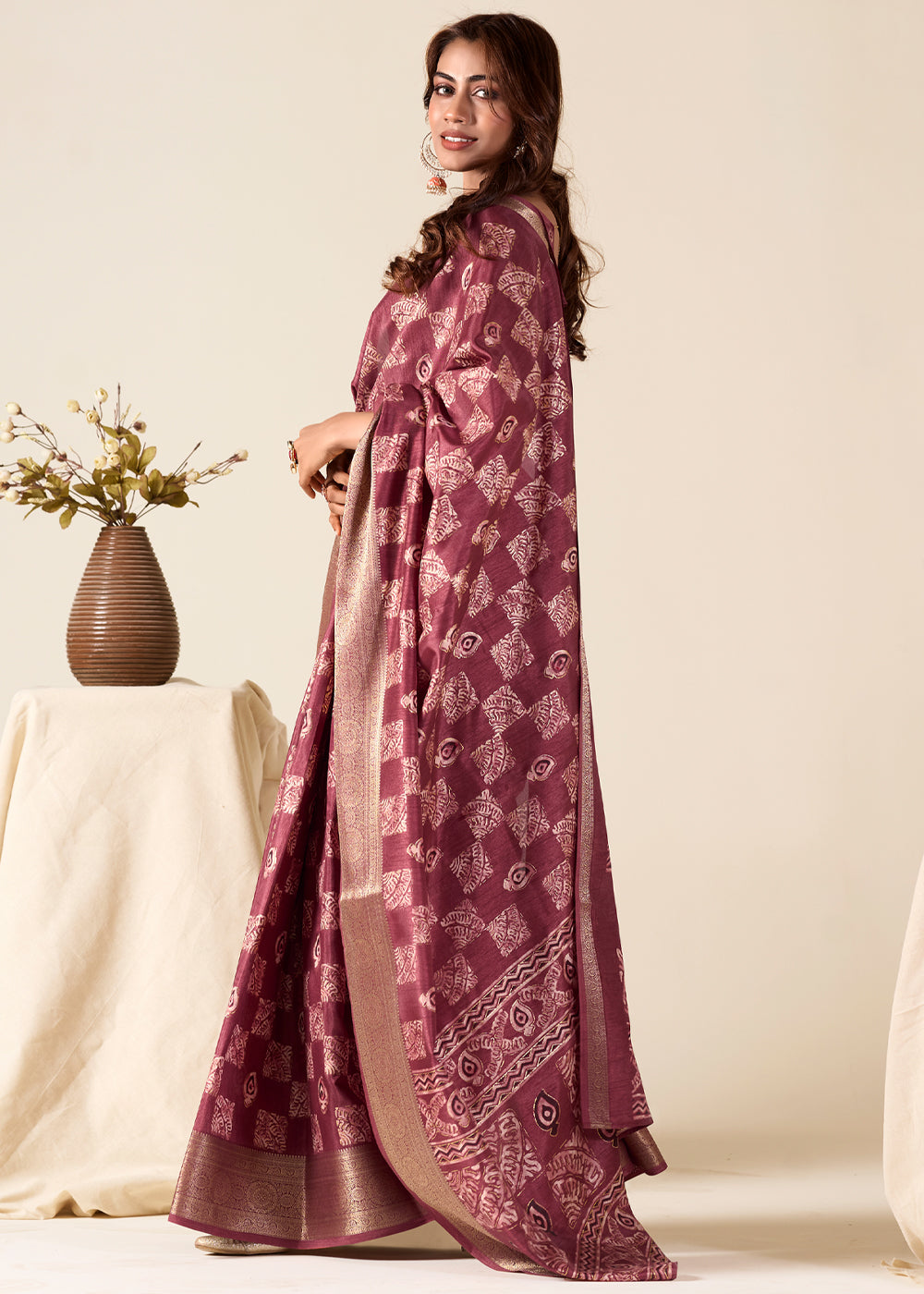 Buy MySilkLove Matrix Purple Banarasi Printed Soft Silk Saree Online