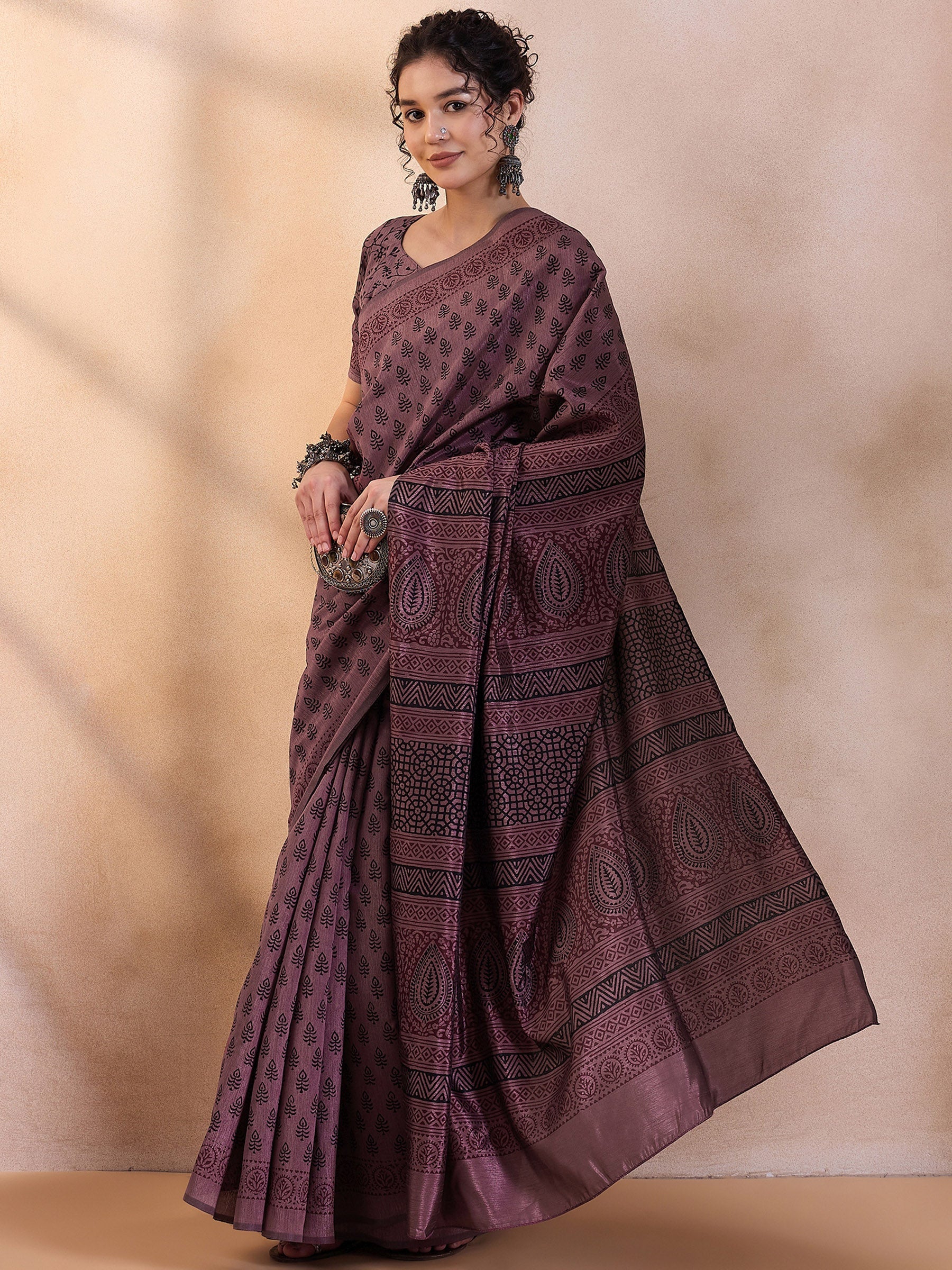 Buy MySilkLove Orchid Pearl Purple Printed Dola Silk Saree Online