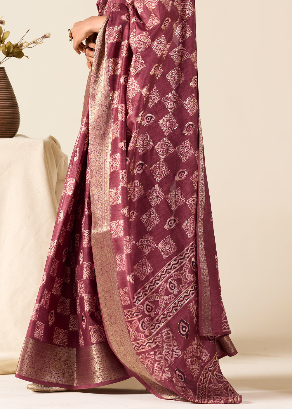 Buy MySilkLove Matrix Purple Banarasi Printed Soft Silk Saree Online