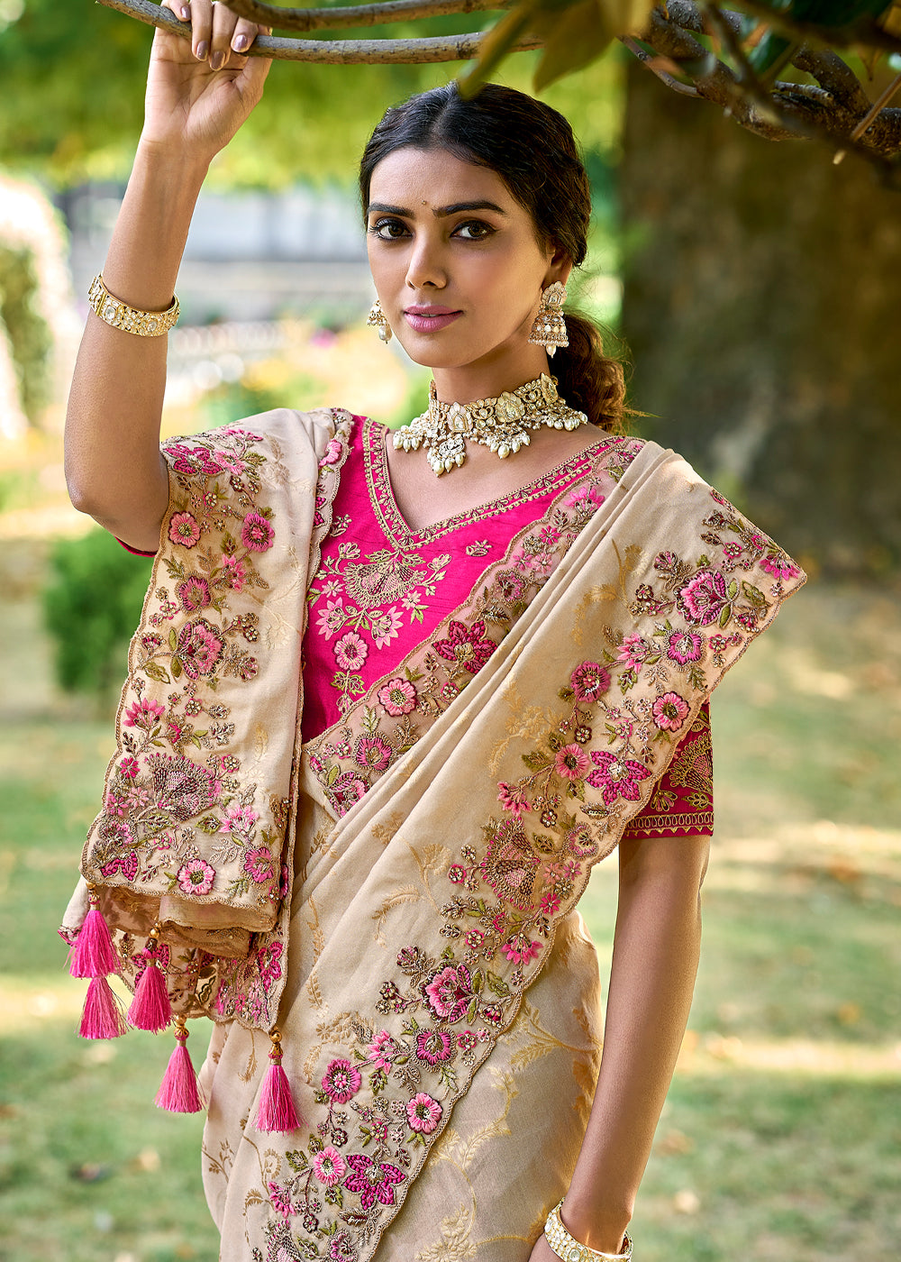 Buy MySilkLove Vermeil Golden Woven Designer Banarasi Embroidered Silk Saree Online