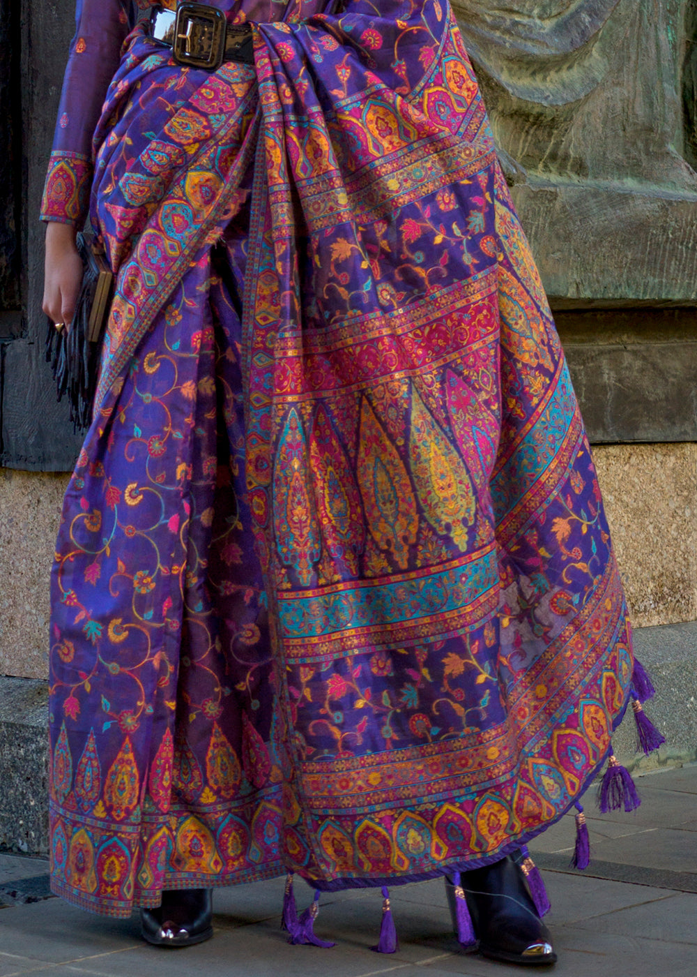 Buy MySilkLove Jacarta Purple Jamawar Woven Organza Silk Saree Online