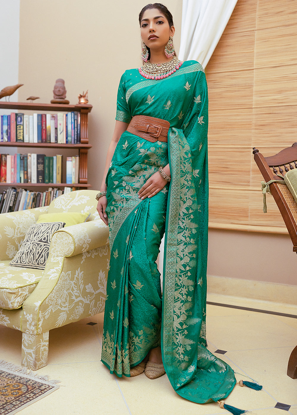 MySilkLove Salem Green Woven Satin Silk Saree