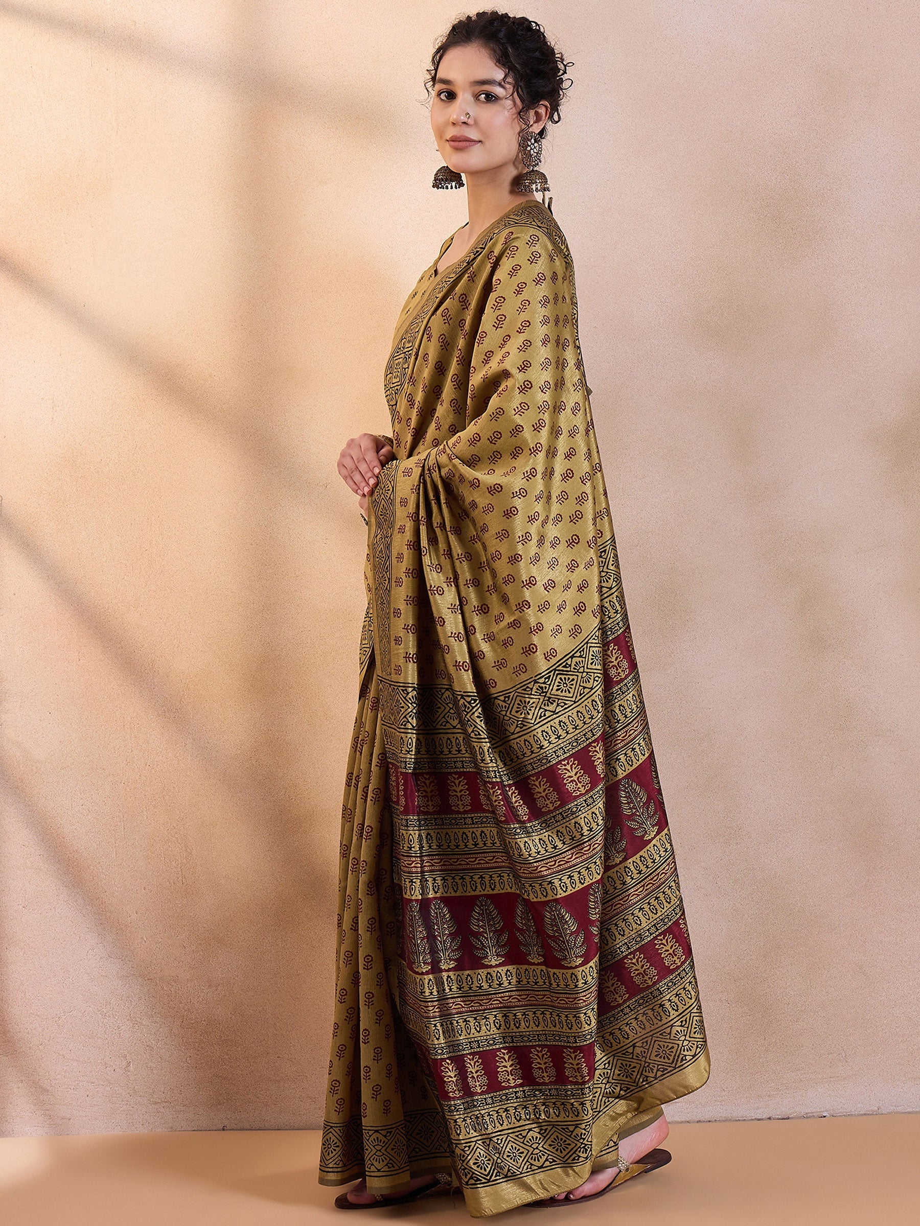 MySilkLove Aureolin Yellow Printed Dola Silk Saree