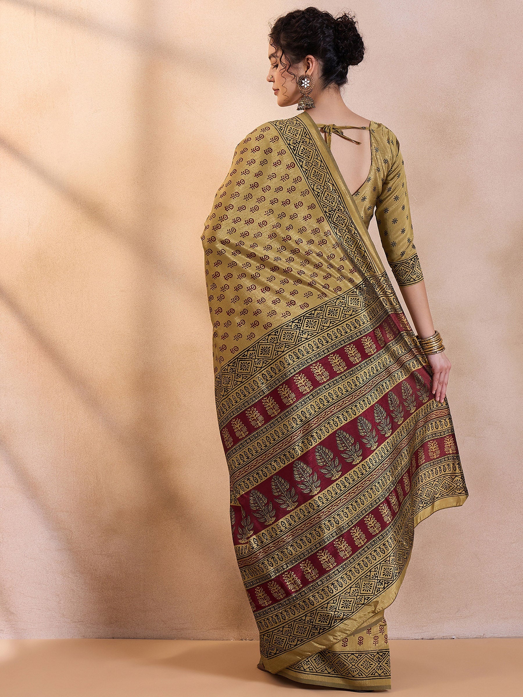 Buy MySilkLove Aureolin Yellow Printed Dola Silk Saree Online