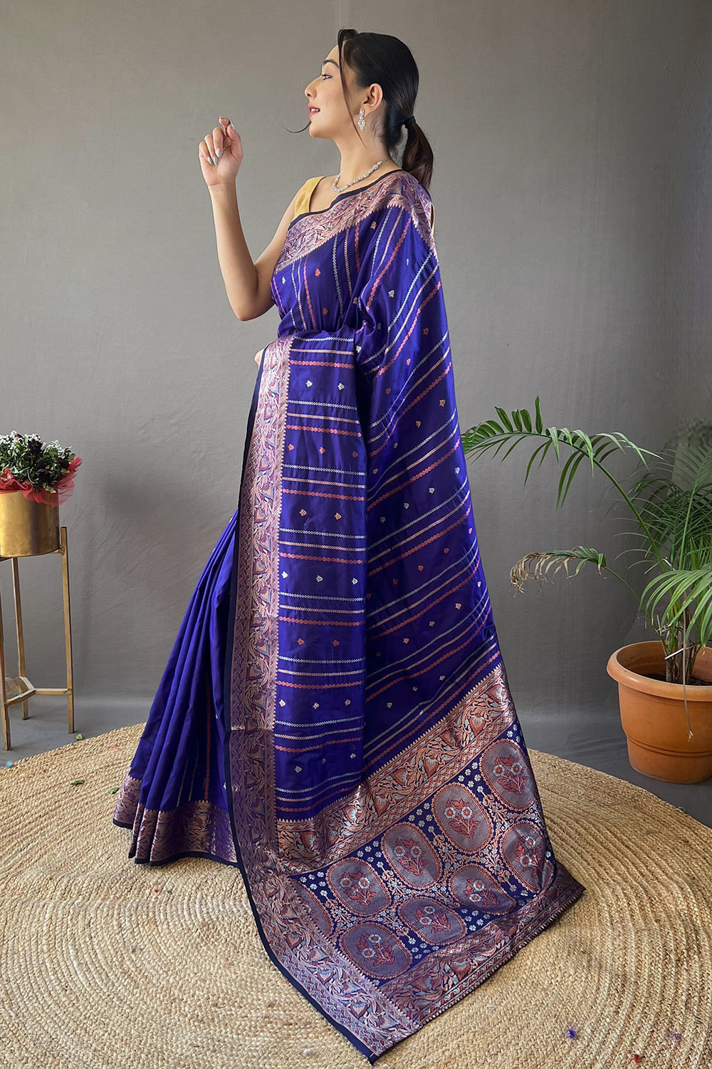 MySilkLove Jacarta Blue Zari Woven Banarasi Saree