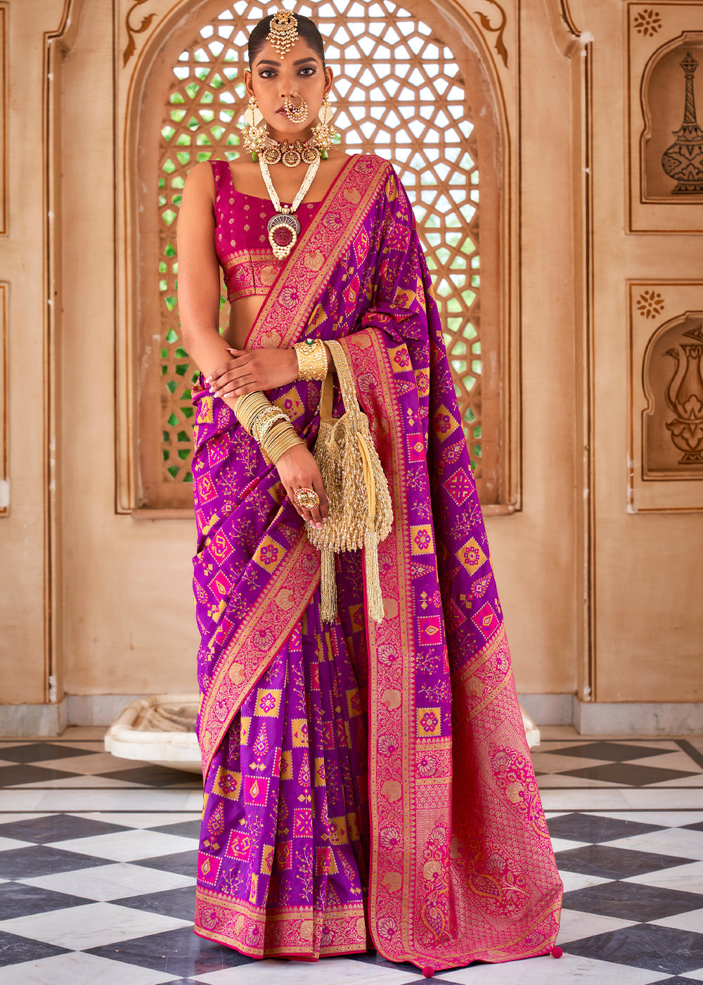 Buy MySilkLove Rose Quartz Purple Woven Banarasi Saree Online