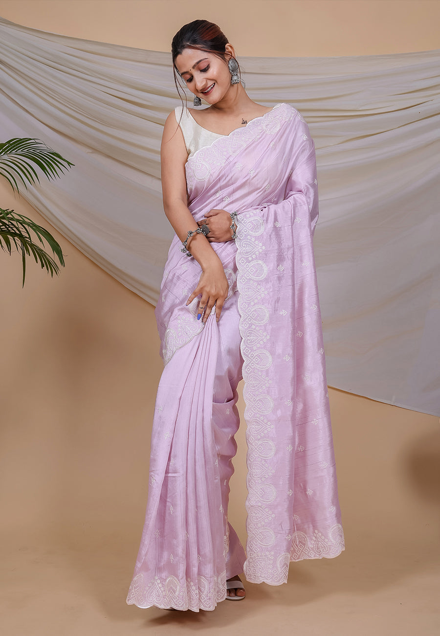 Buy MySilkLove Lavender Gray Tussar Silk Saree Online