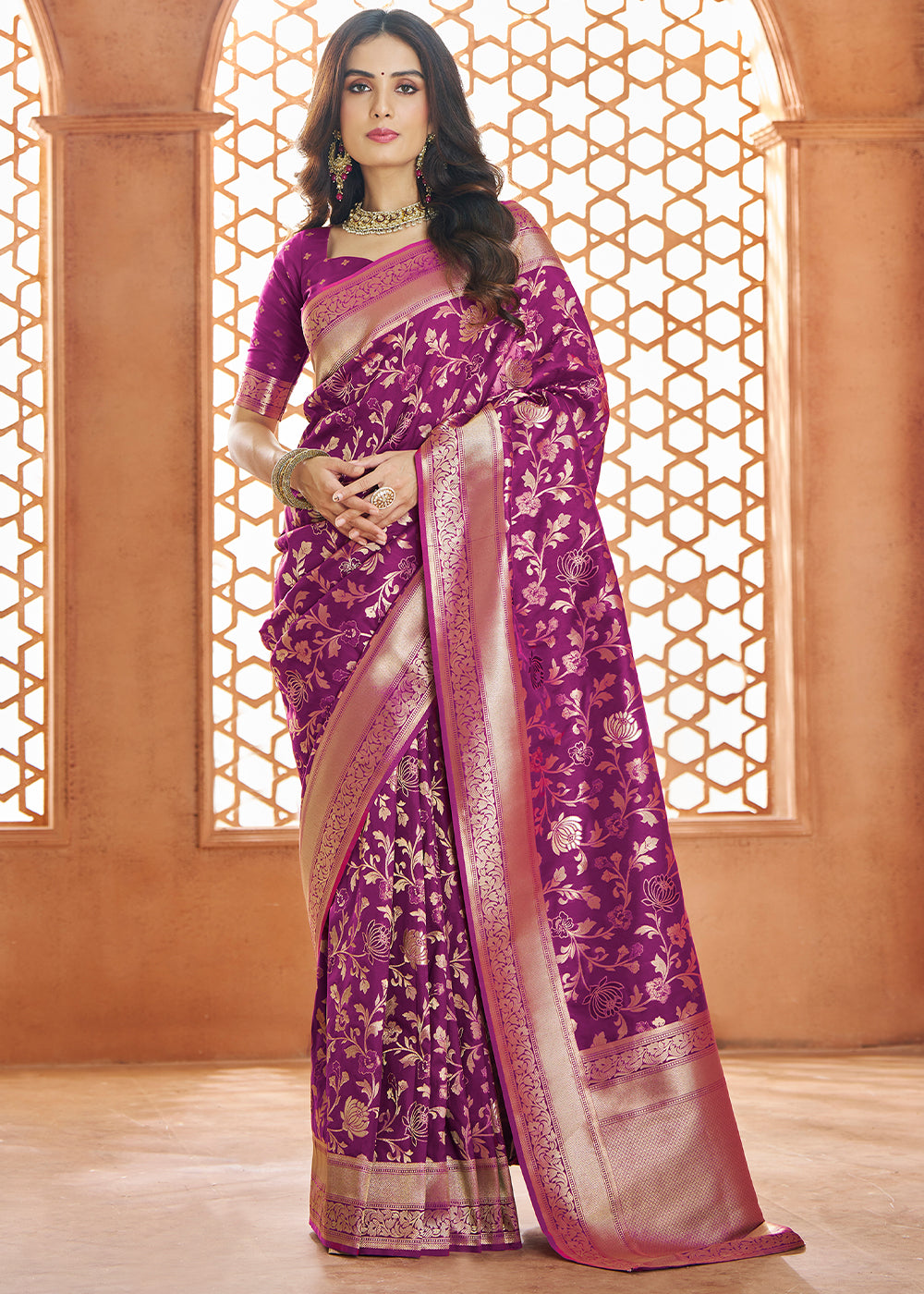 Buy MySilkLove Byzantine Purple Woven Banarasi Saree Online