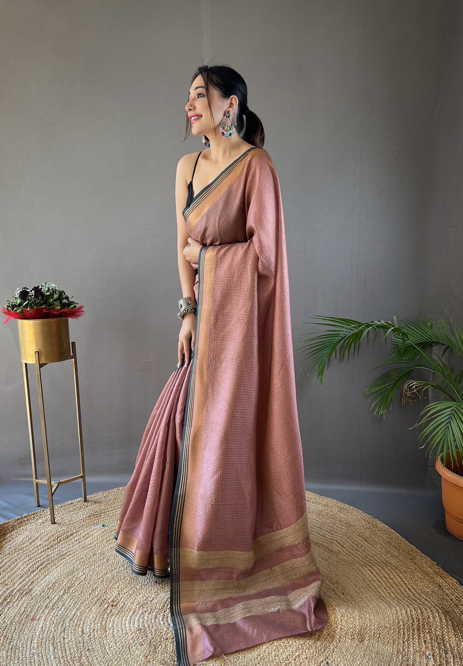 Buy MySilkLove Eunry Pink Organza Woven Saree Online