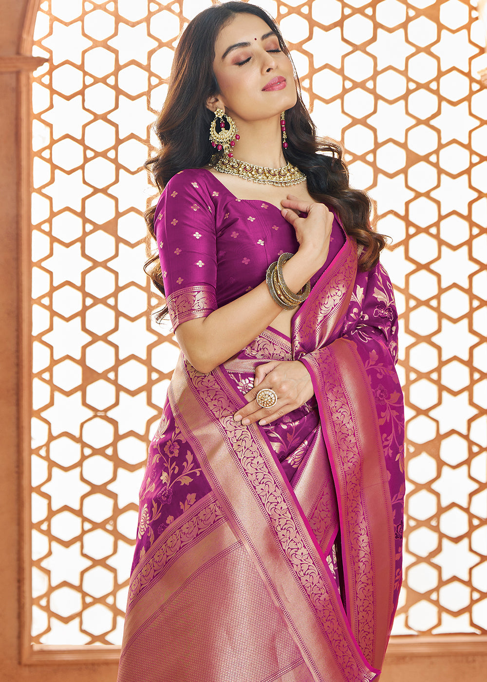 Buy MySilkLove Byzantine Purple Woven Banarasi Saree Online