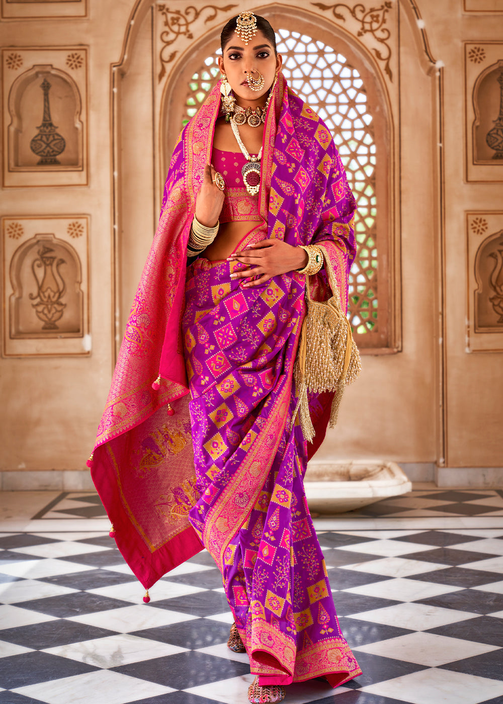 Buy MySilkLove Rose Quartz Purple Woven Banarasi Saree Online