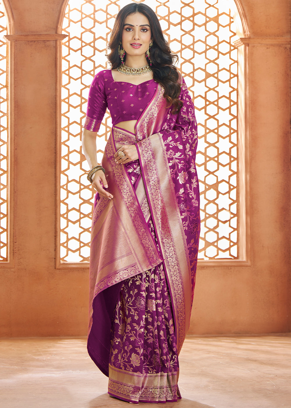 Buy MySilkLove Byzantine Purple Woven Banarasi Saree Online