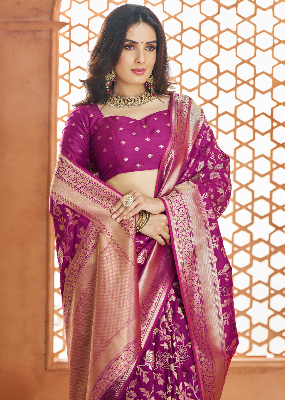 Buy MySilkLove Byzantine Purple Woven Banarasi Saree Online