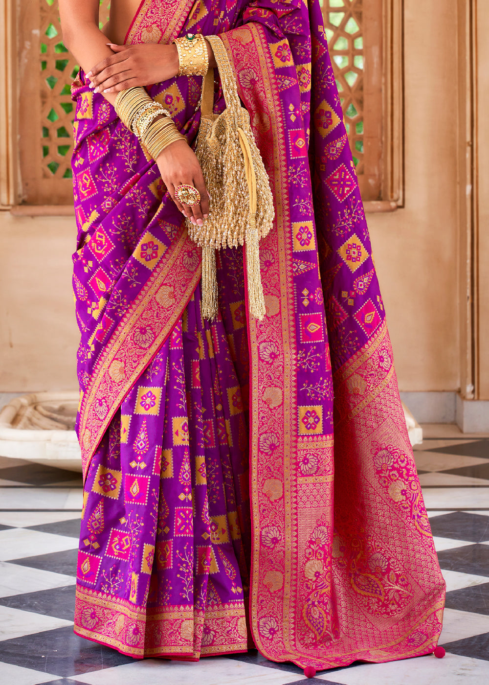 Buy MySilkLove Rose Quartz Purple Woven Banarasi Saree Online