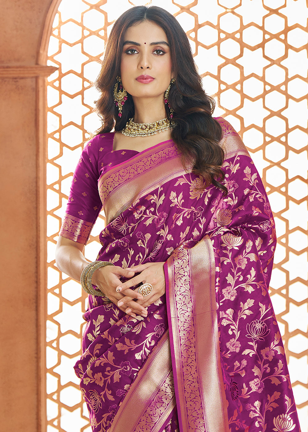 Buy MySilkLove Byzantine Purple Woven Banarasi Saree Online