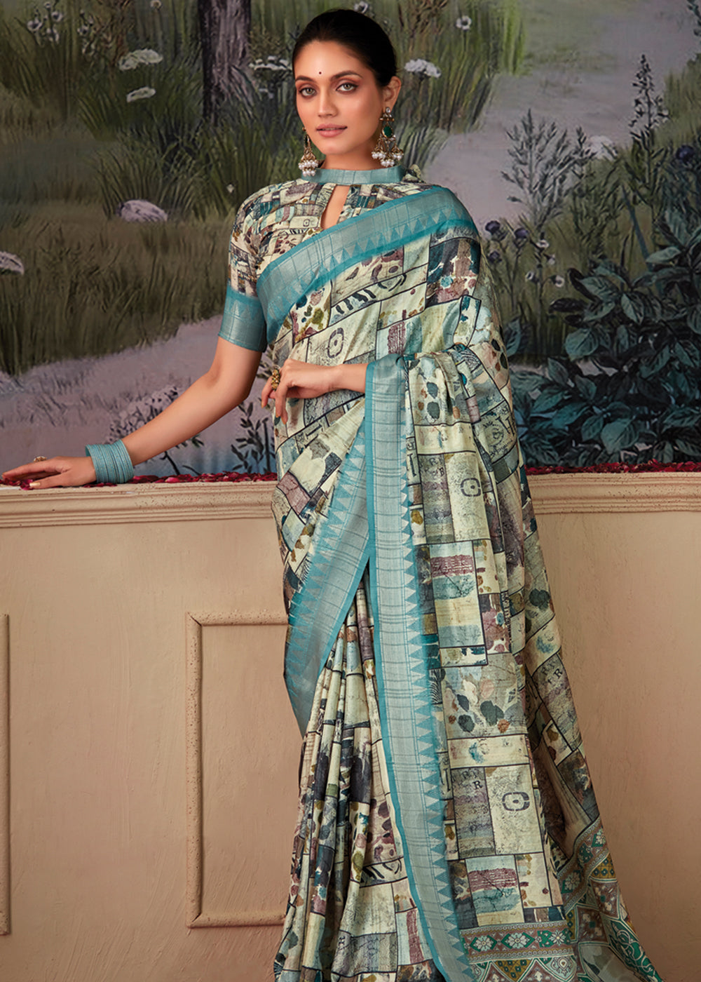 Buy MySilkLove Pewter Blue Woven Banarasi Tussar Silk Saree Online