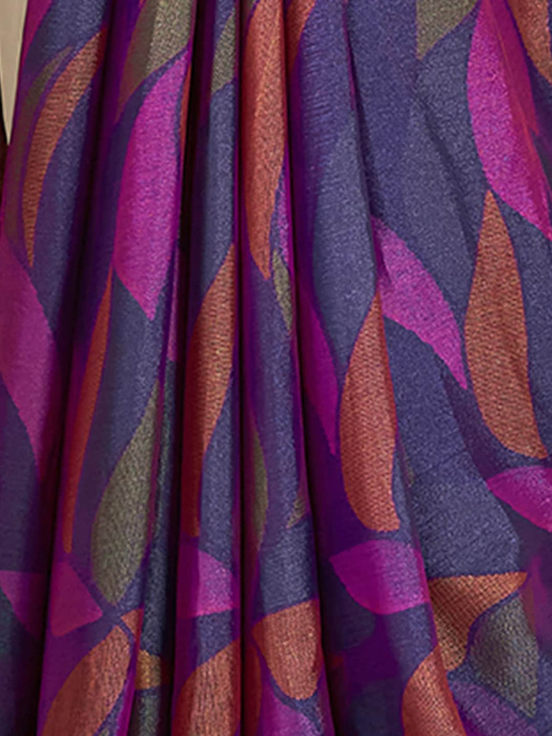 Buy MySilkLove Finn Purple Printed Chiffon Saree With Embroidery Blouse Online