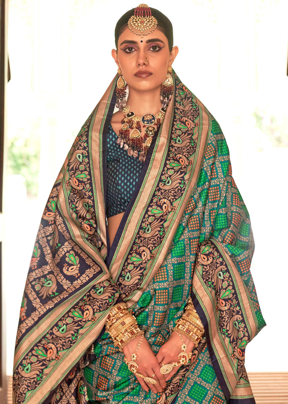 Buy MySilkLove Watercourse Green Printed Soft Silk Saree Online