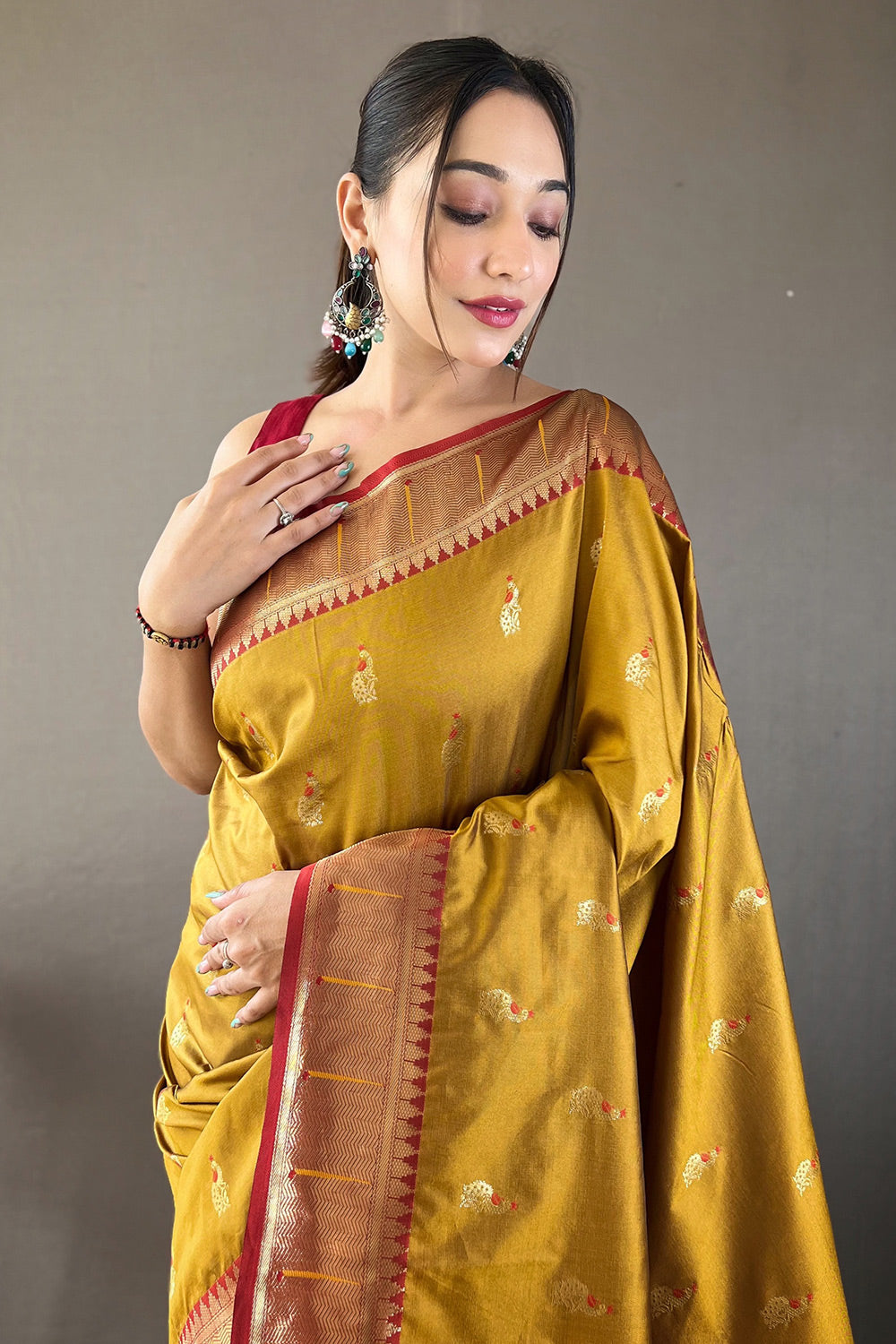 Buy MySilkLove Mandalay Yellow Zari Woven Paithani Saree Online