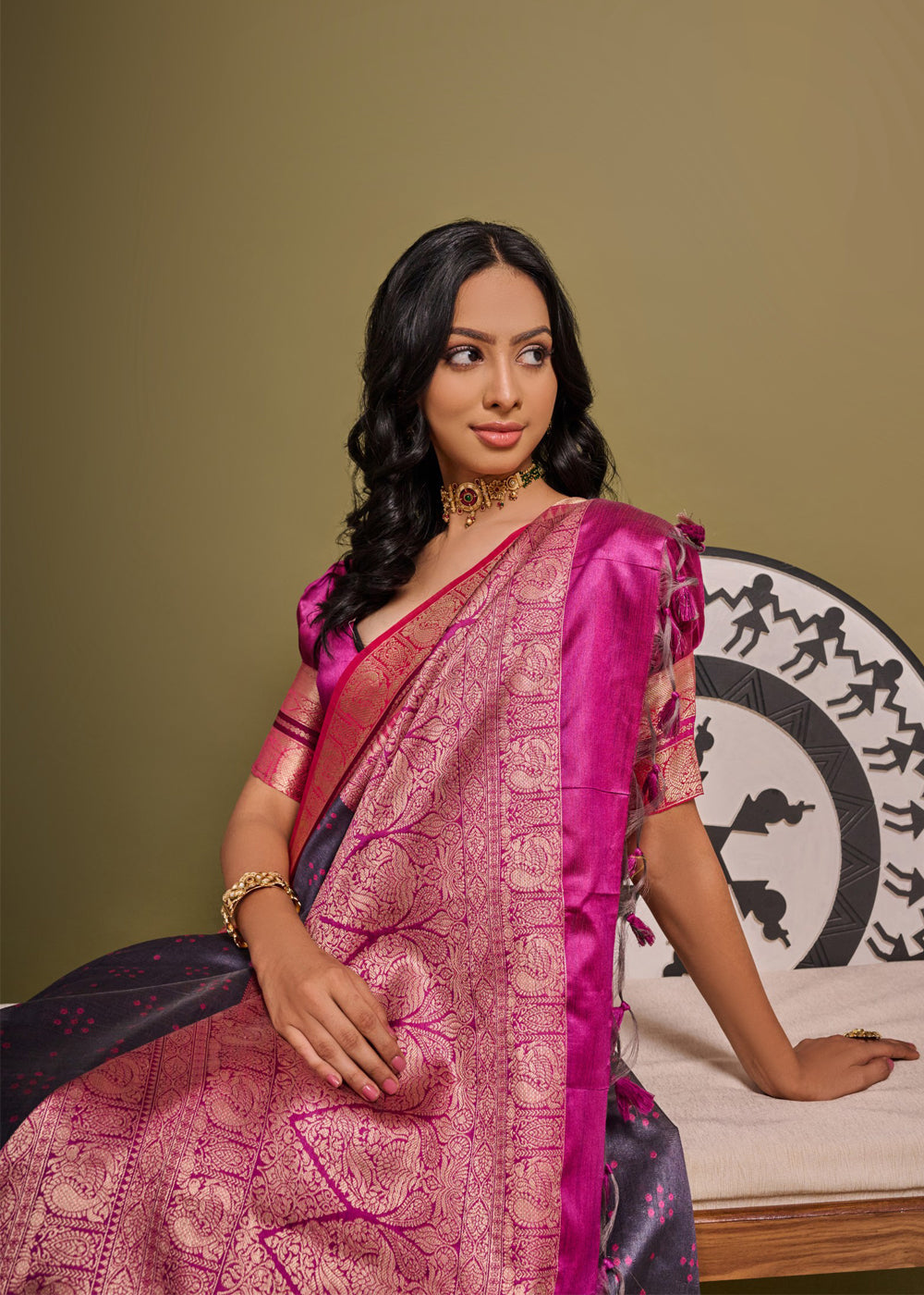 Buy MySilkLove Falcon Purple Woven Banarasi Soft Silk Saree Online