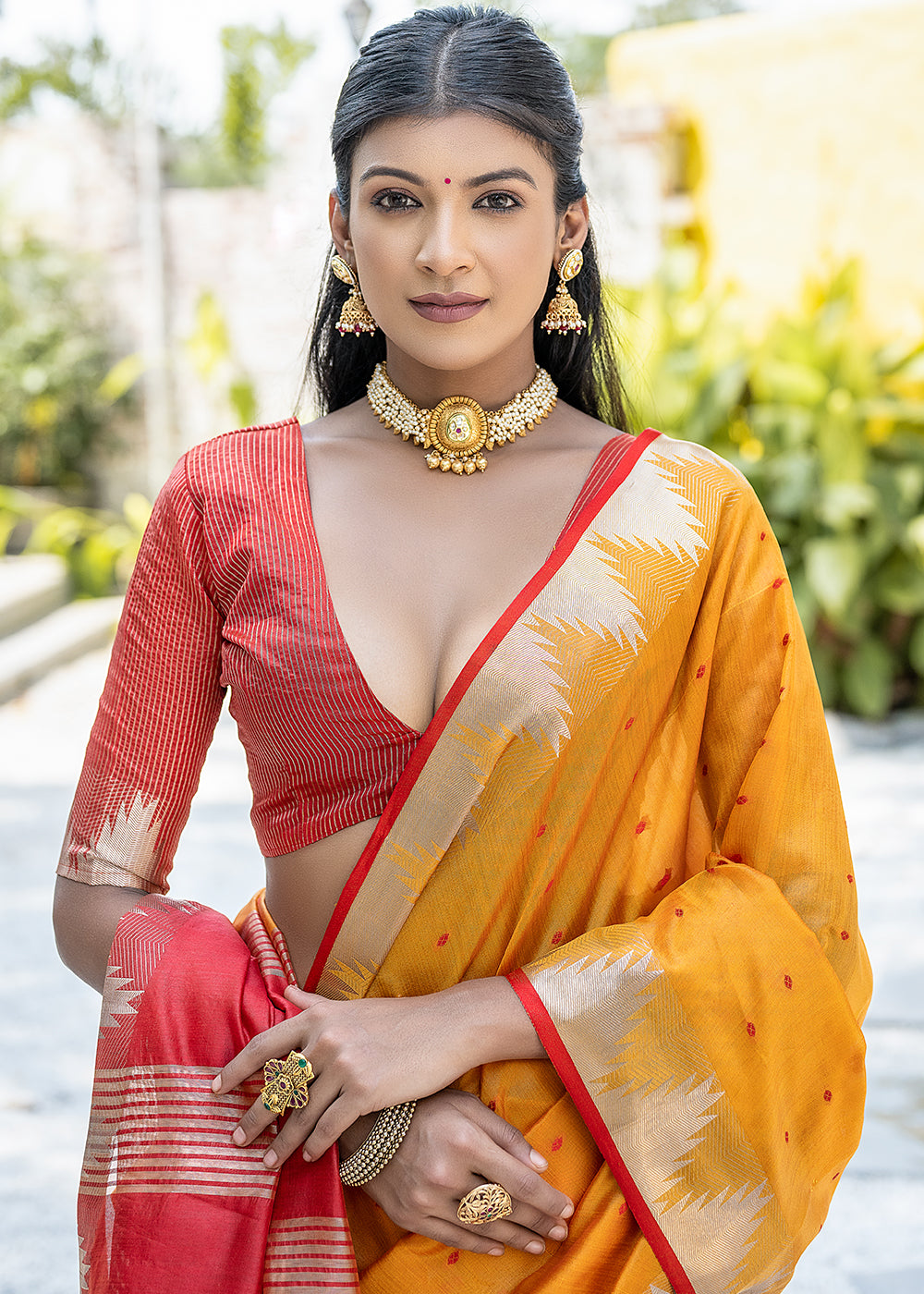 Buy MySilkLove Anzac Yellow Zari Woven Banarasi Raw Silk Saree Online