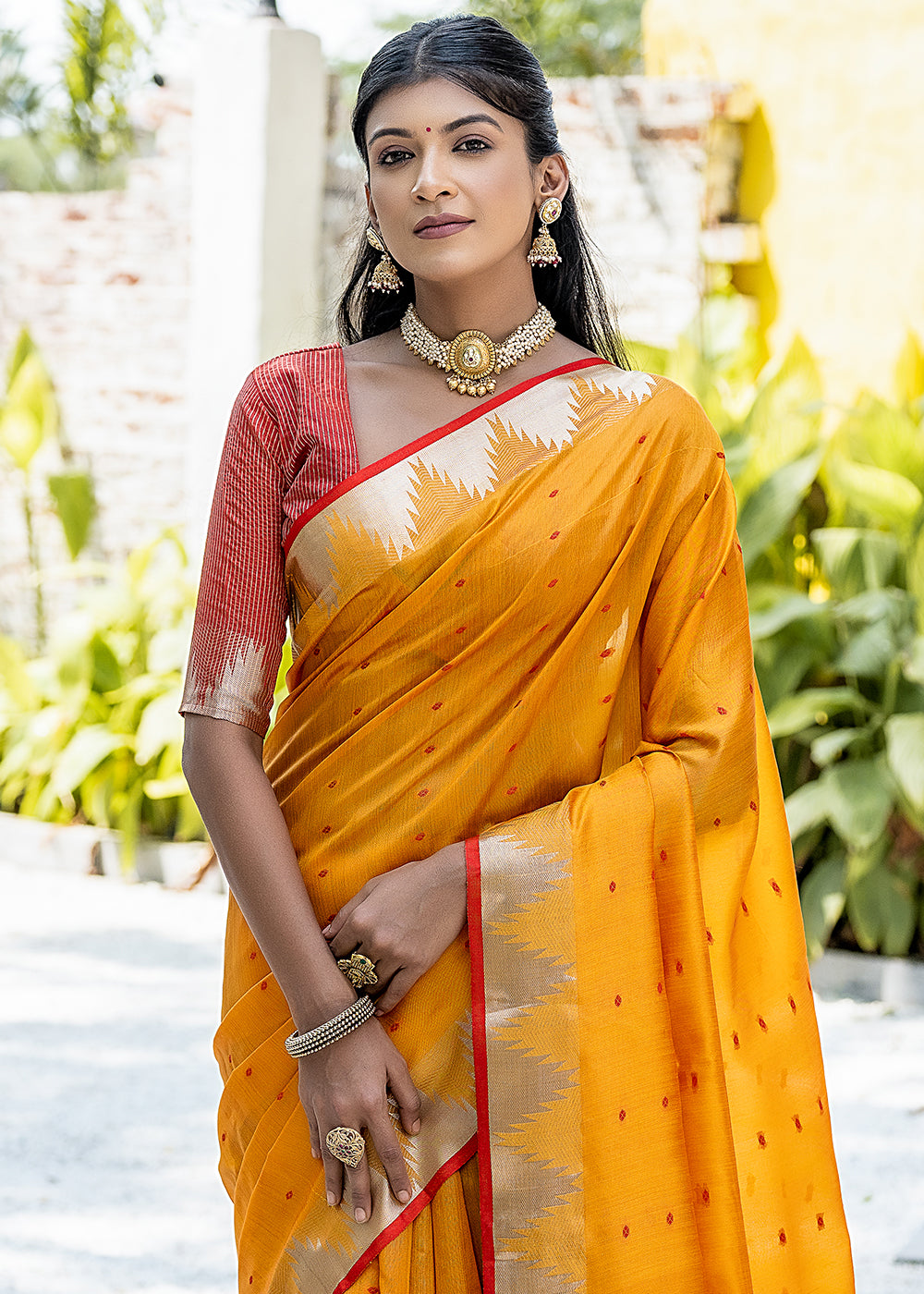 Buy MySilkLove Anzac Yellow Zari Woven Banarasi Raw Silk Saree Online