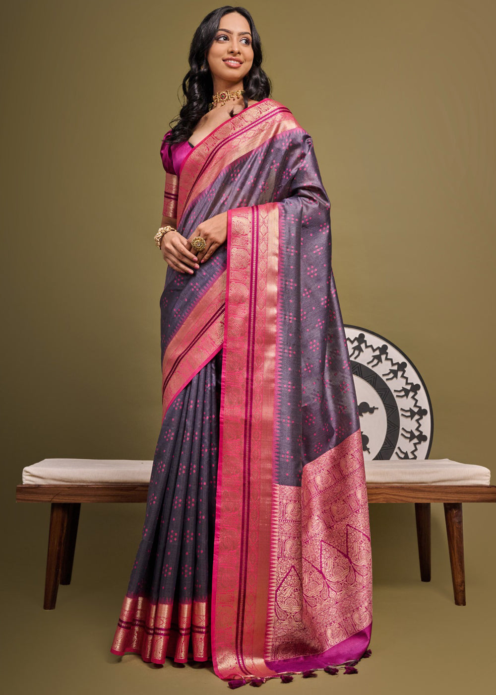 Buy MySilkLove Falcon Purple Woven Banarasi Soft Silk Saree Online