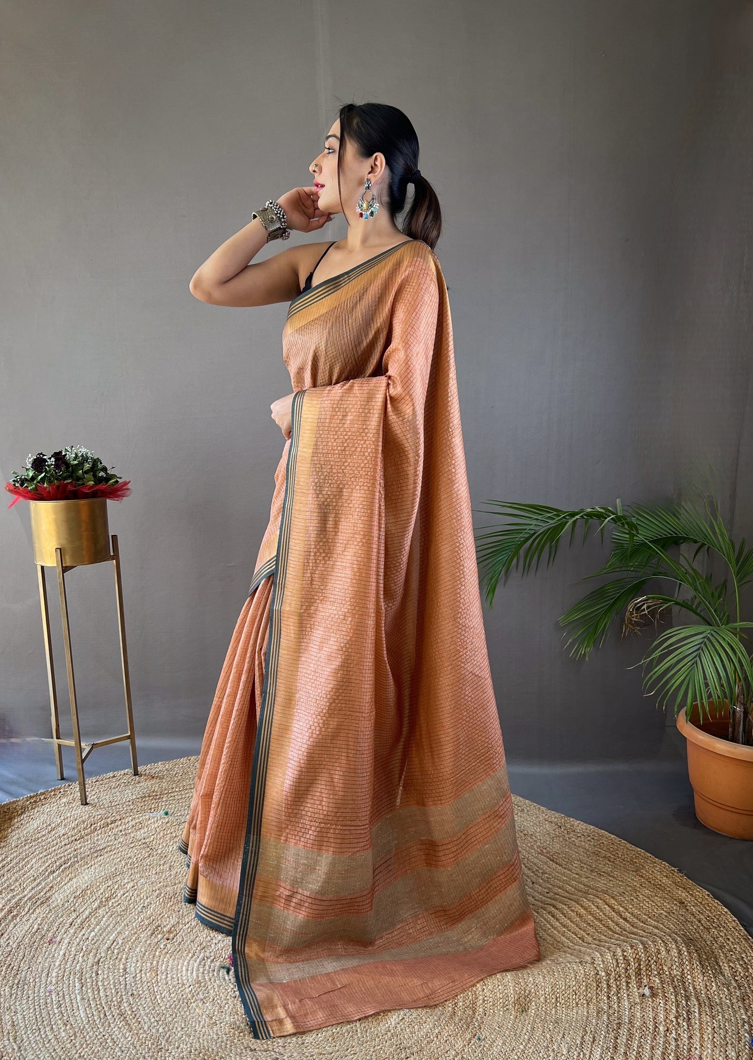 Buy MySilkLove Copperfield Orange Organza Woven Saree Online