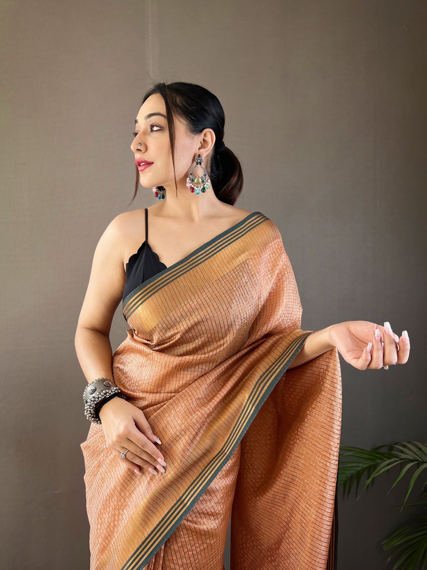 Buy MySilkLove Copperfield Orange Organza Woven Saree Online