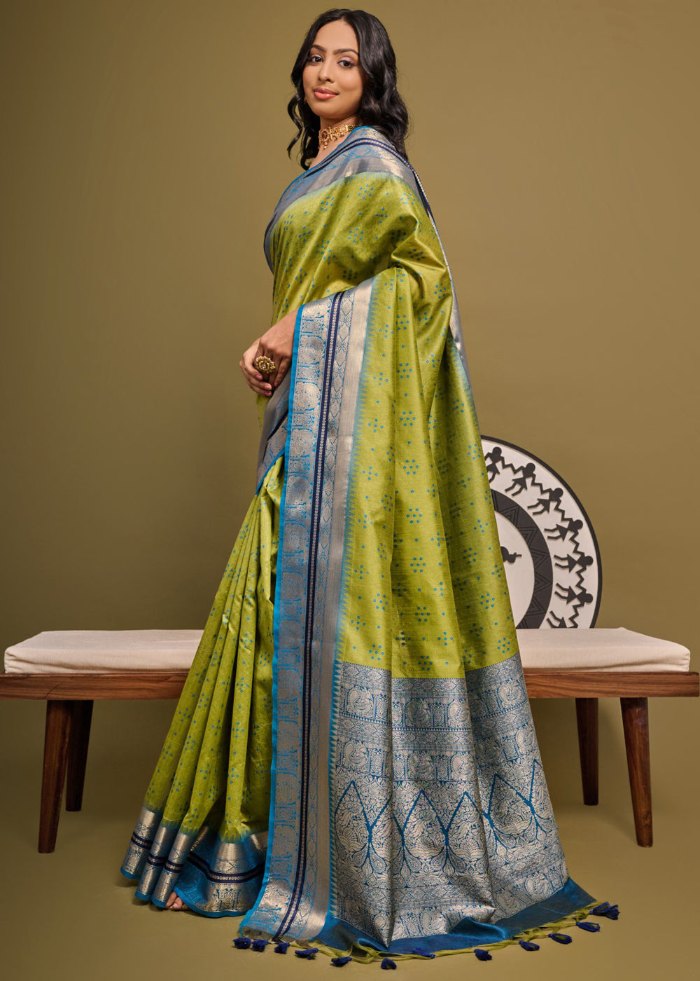 Buy MySilkLove Wasabi Green Woven Banarasi Soft Silk Saree Online