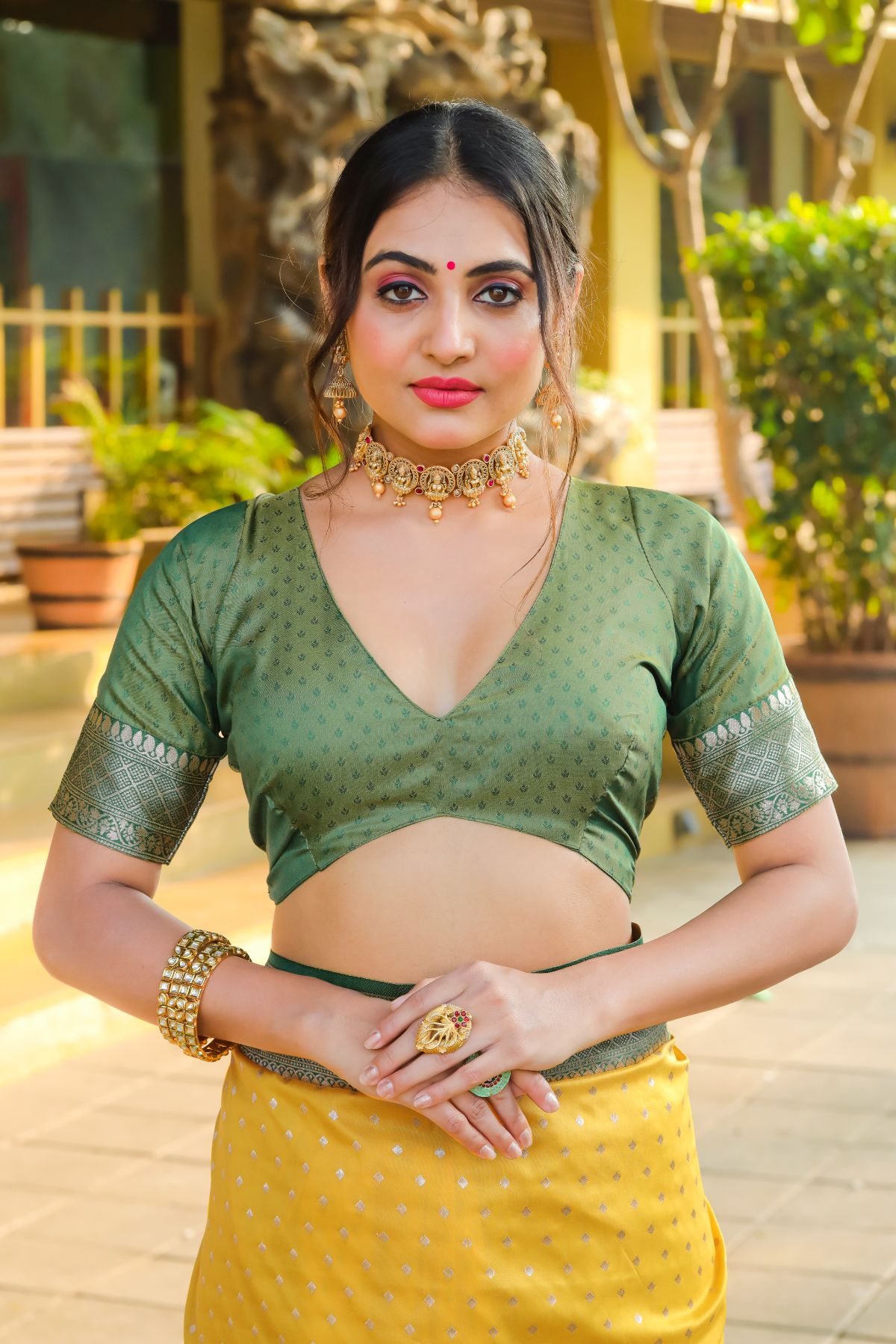 Buy MySilkLove Turmeric Yellow and Green Banarasi Paithani Silk Saree Online