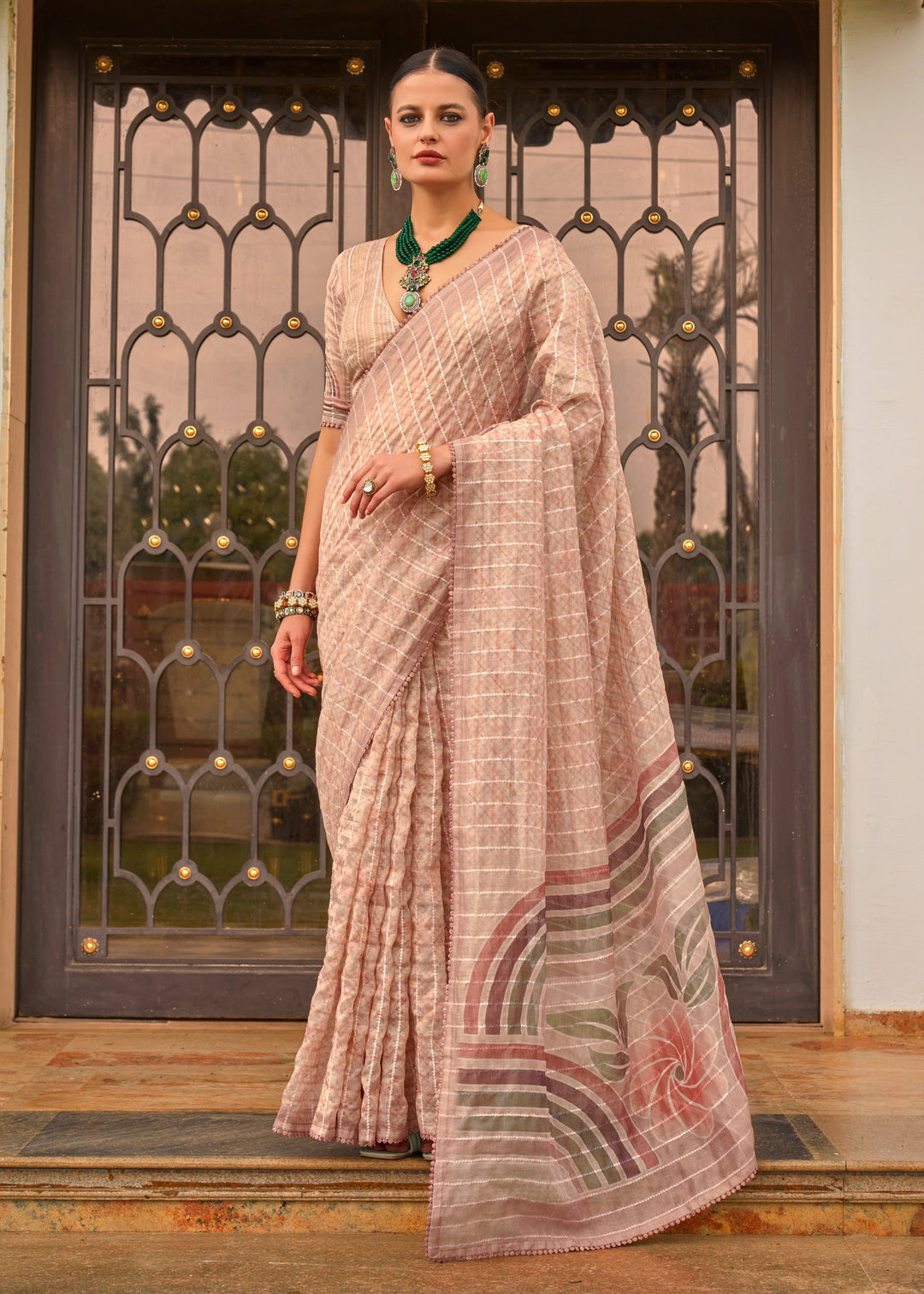 Buy MySilkLove Lumber Peach Tissue Silk Saree Online