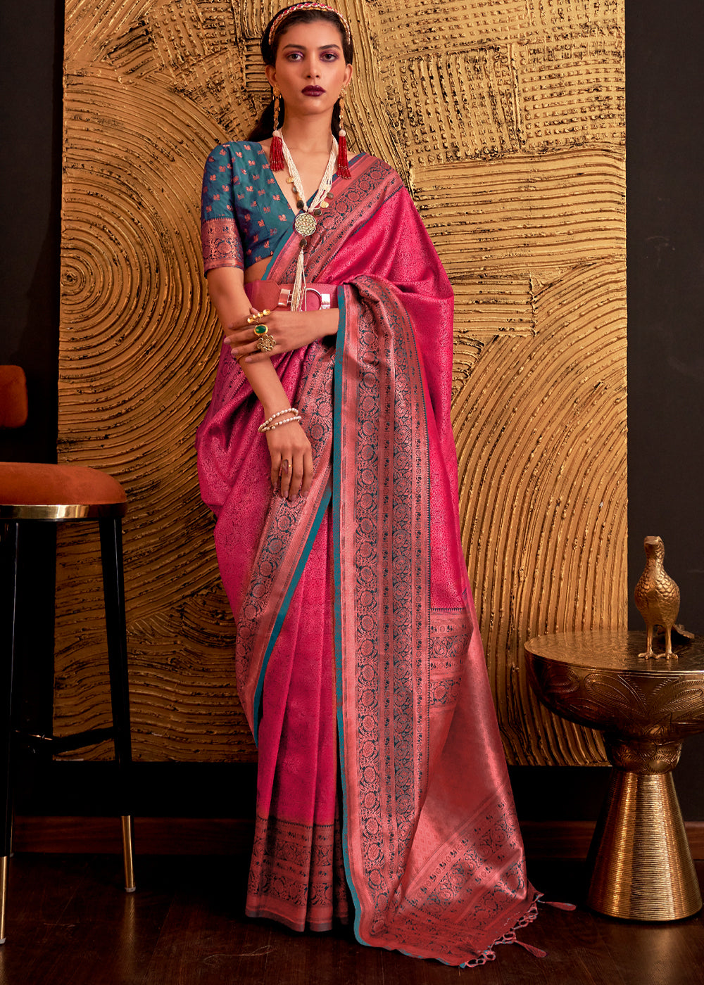 MySilkLove Mystic Pearl Pink Chaap Handloom kanjivaram silk Saree