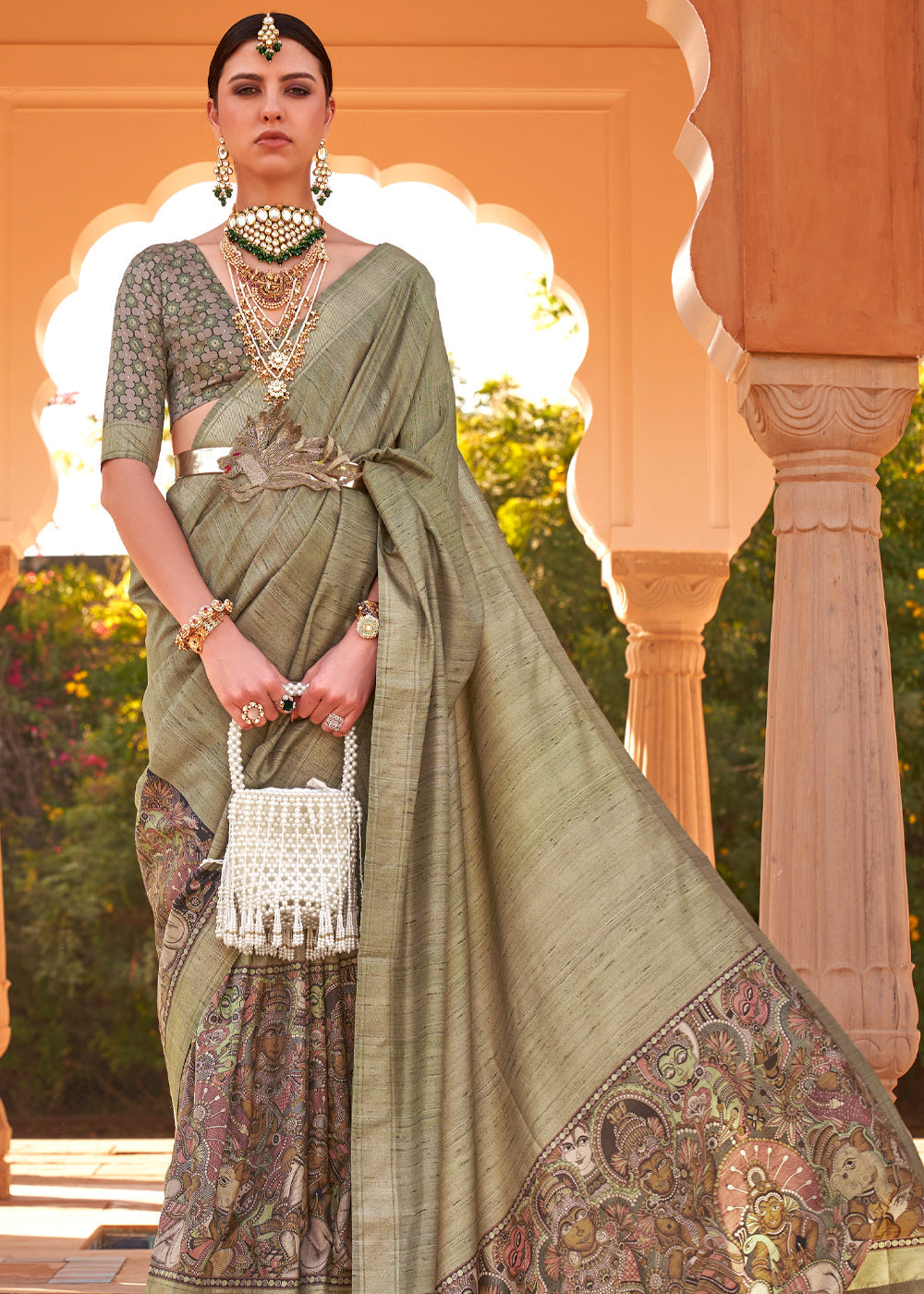 Buy MySilkLove Avocado Green Handloom Soft Silk Saree Online