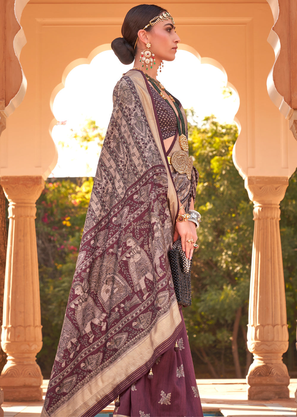 Buy MySilkLove Burnished Purple Handloom Soft Silk Saree Online