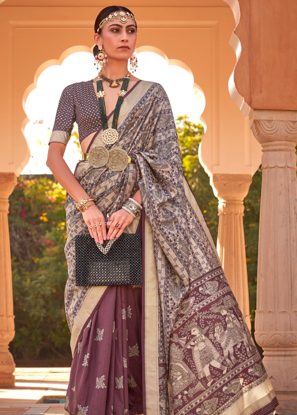 Buy MySilkLove Burnished Purple Handloom Soft Silk Saree Online