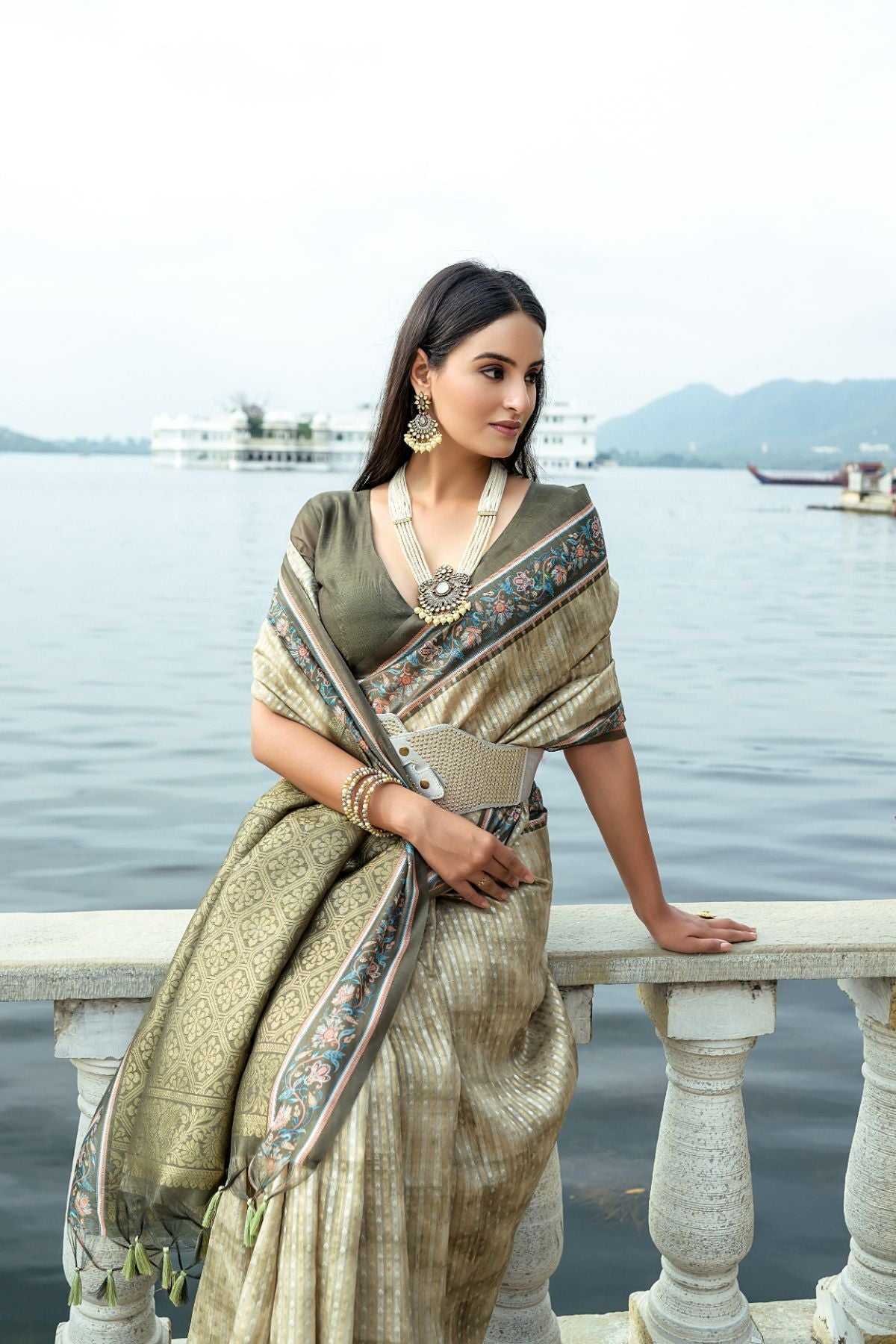 Buy MySilkLove Shadow Green Cotton Silk Saree Online