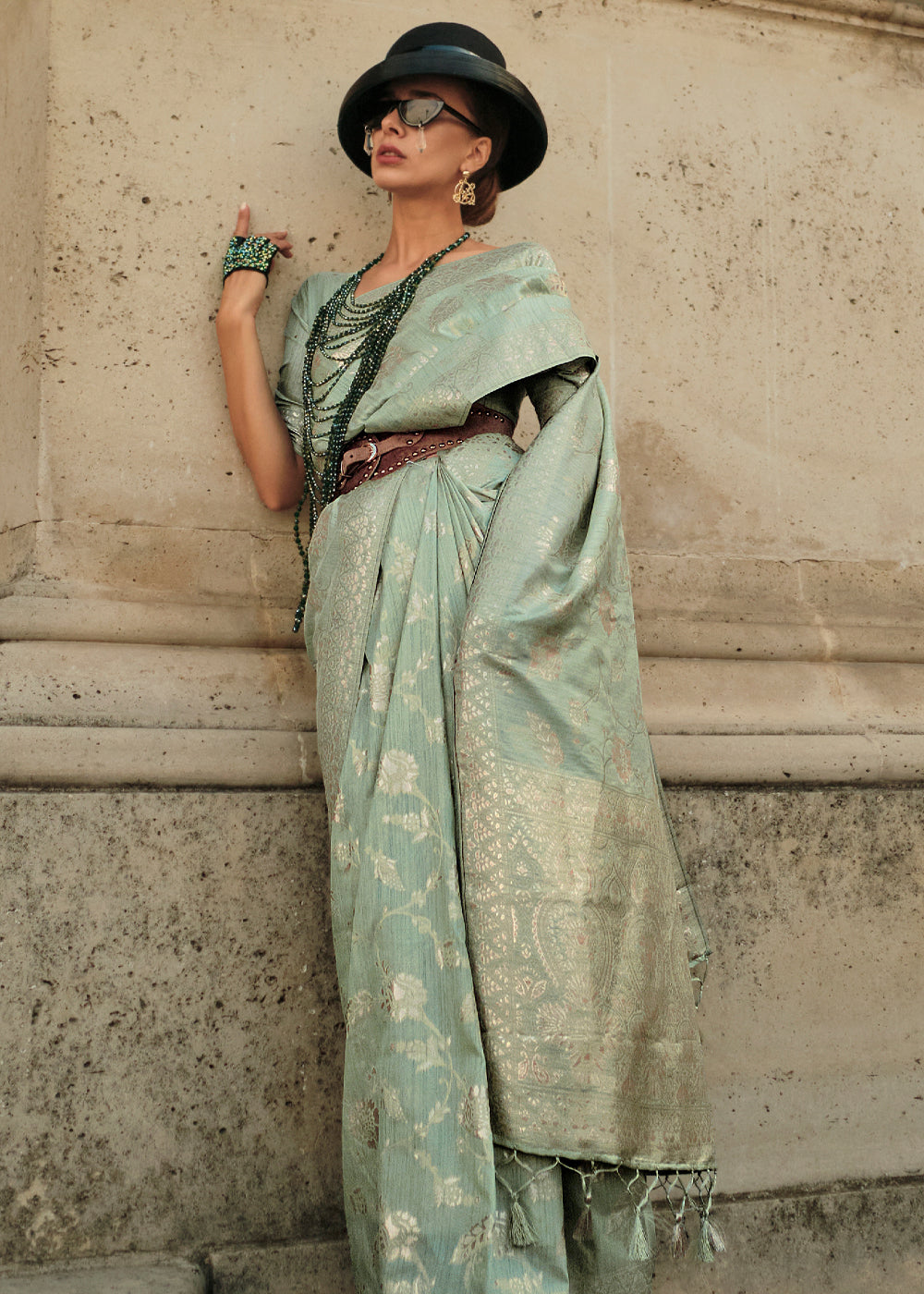 Buy MySilkLove Sprout Green Zari Woven Banarasi Saree Online