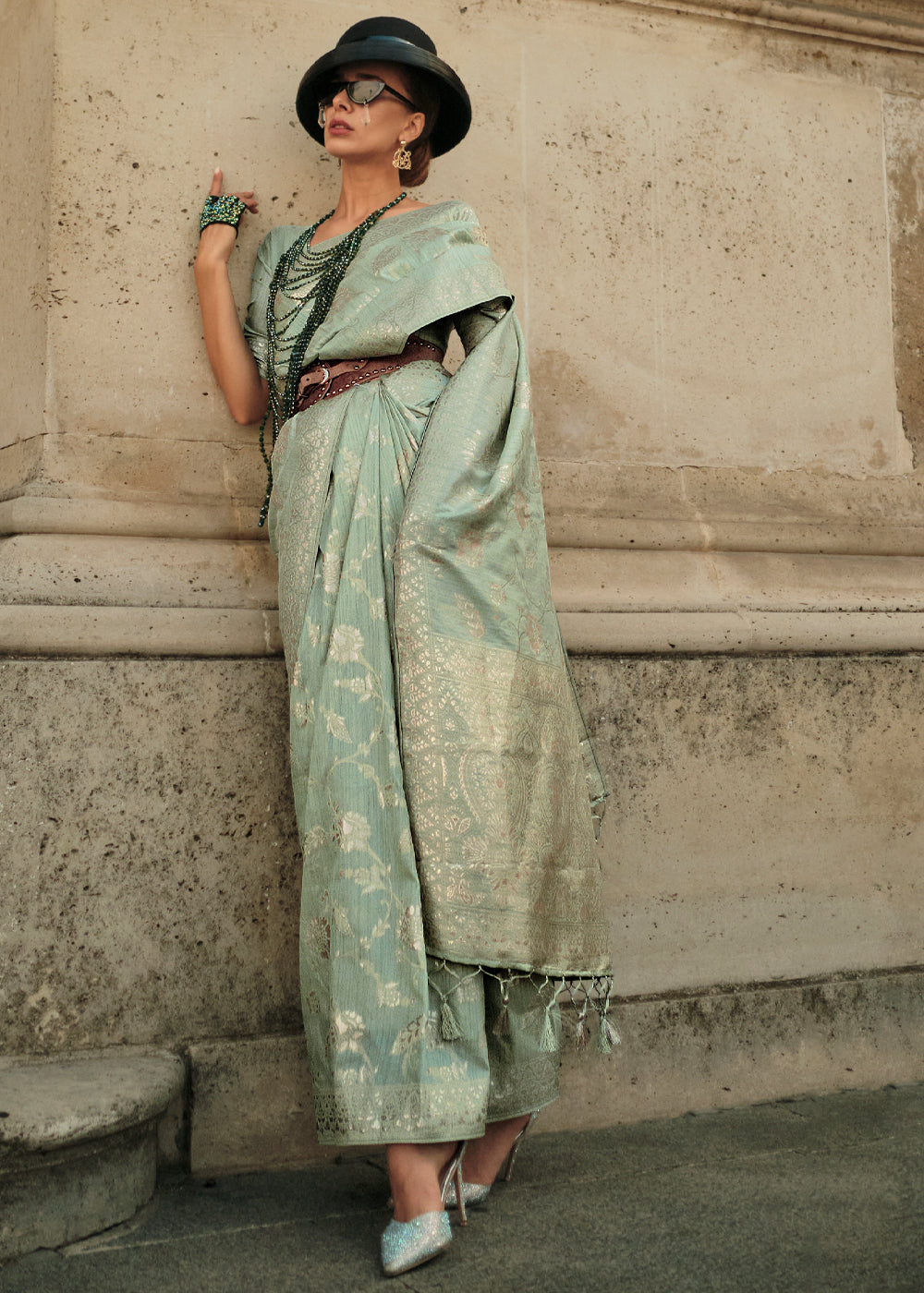 Buy MySilkLove Sprout Green Zari Woven Banarasi Saree Online