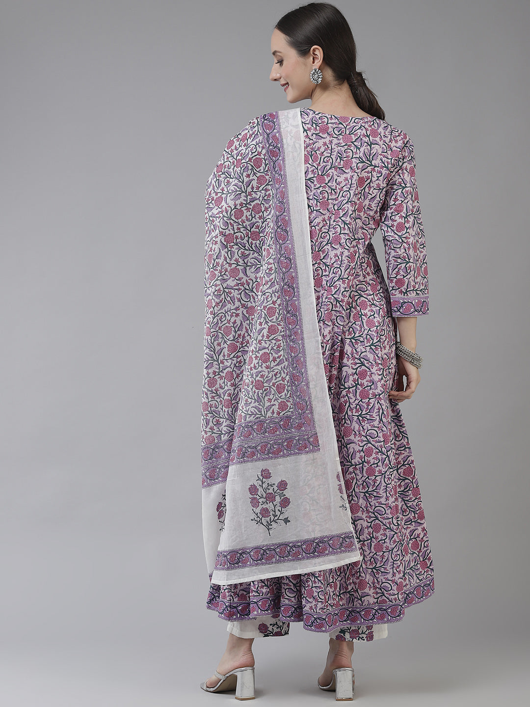 Buy MySilkLove Mobster Lavender Ethnic Motifs Cotton Dupatta Set Online