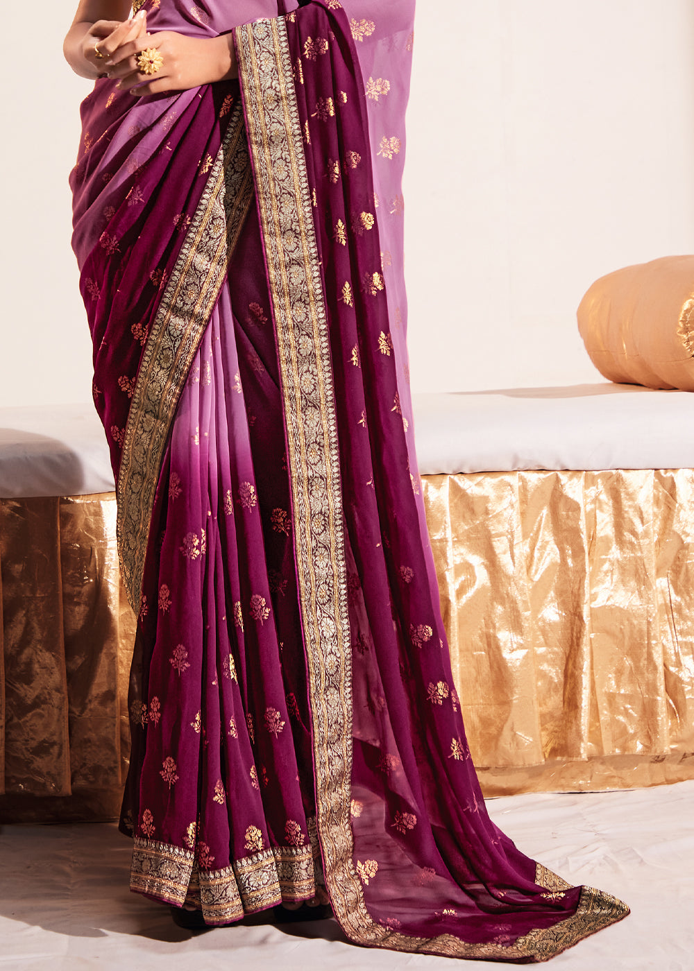 Buy MySilkLove Viola Purple Woven Georgette Silk Saree Online