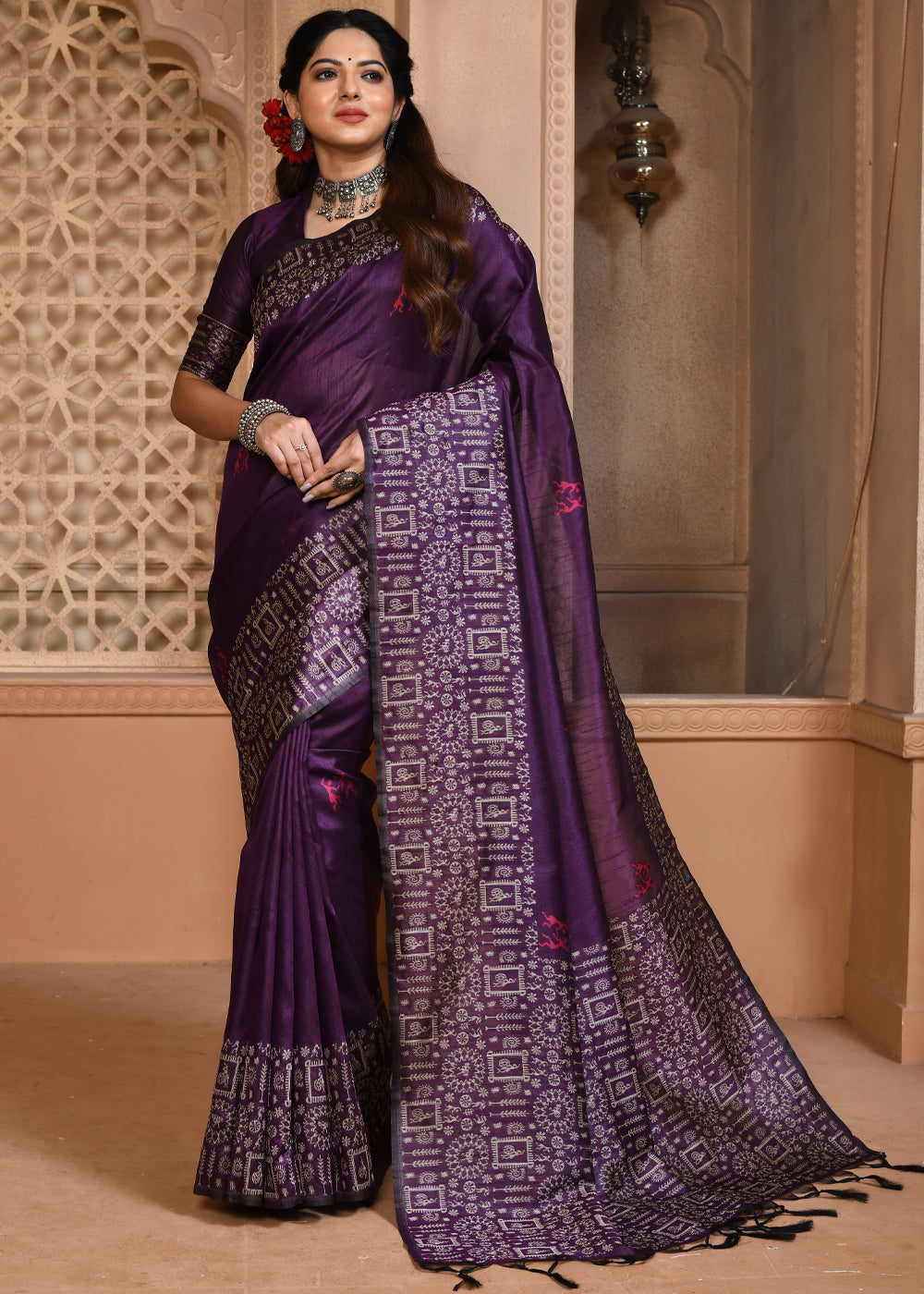 Buy MySilkLove Falcon Purple Woven Handloom Cotton Saree Online